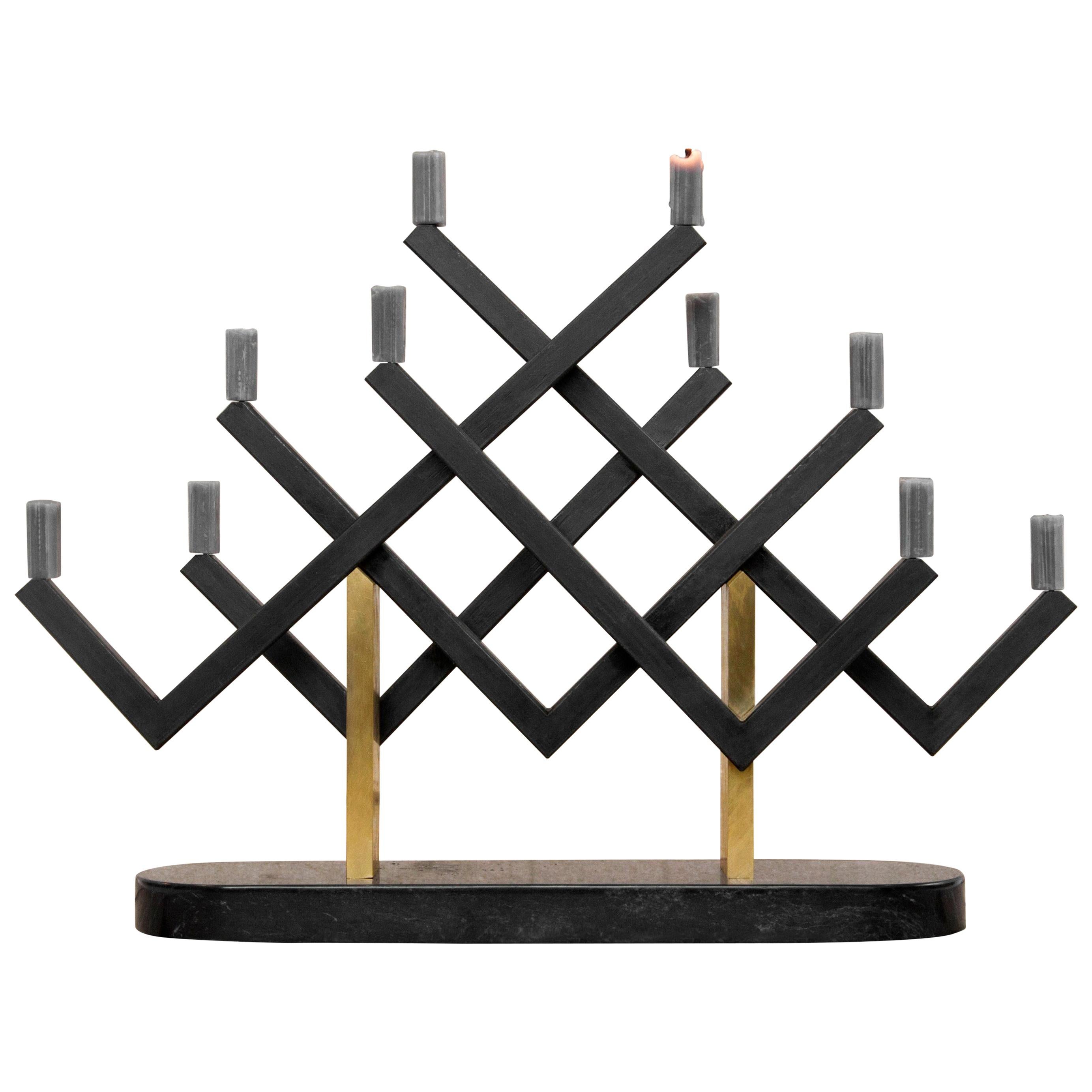 Marble and Brass Cancello Candelabra by Oeuffice For Sale