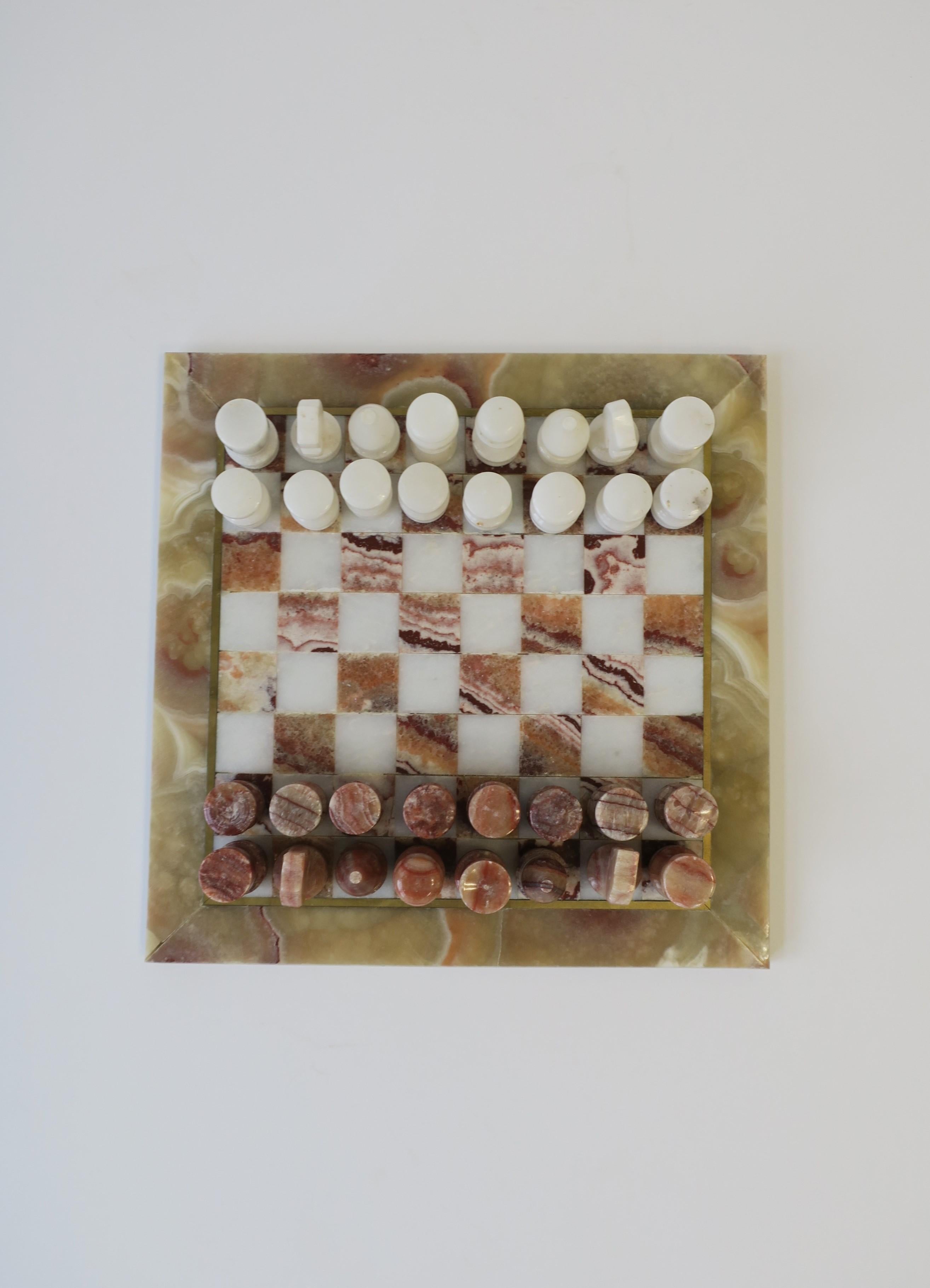 Modern Marble and Brass Chess Game Set