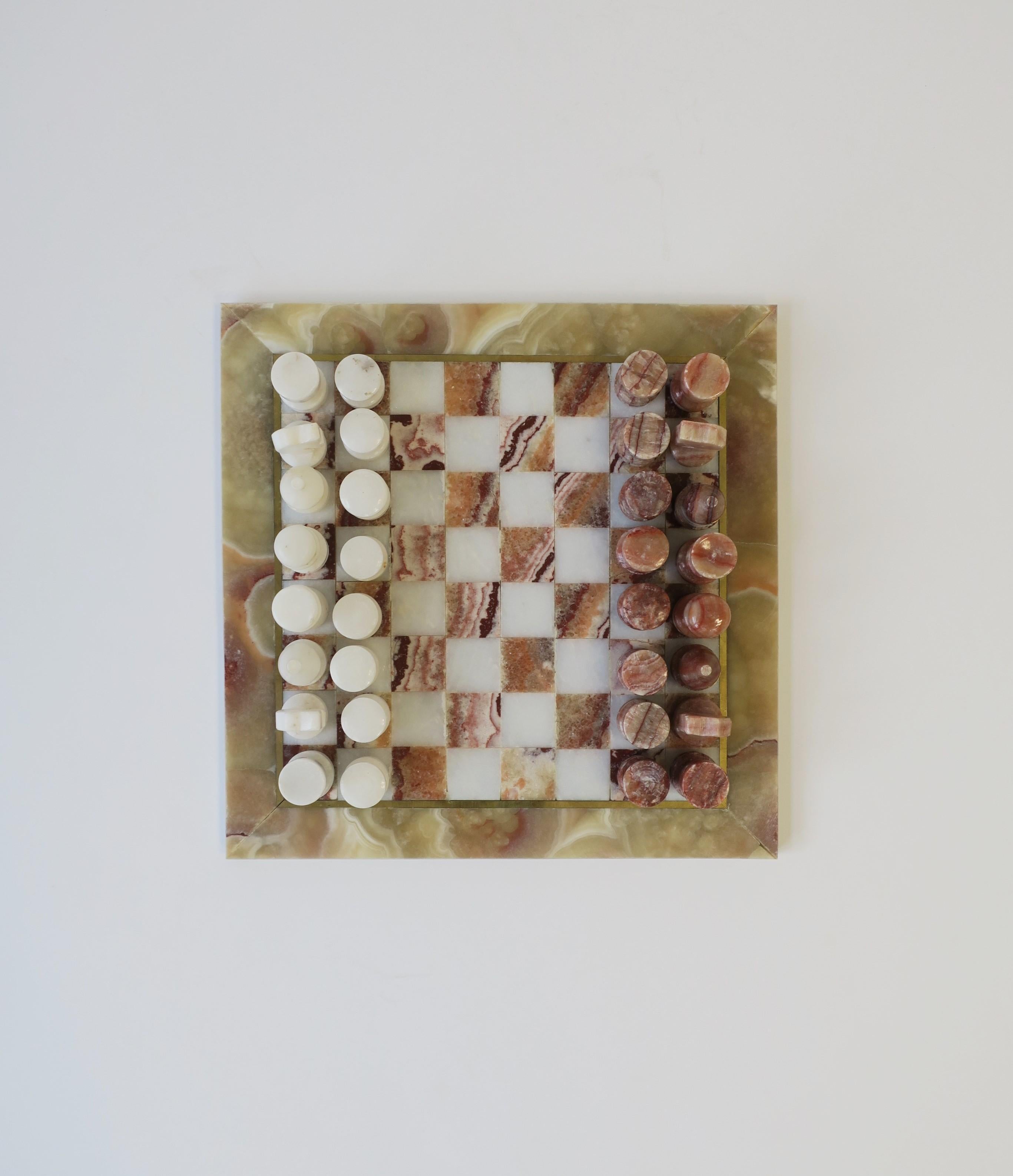 Unknown Marble and Brass Chess Game Set