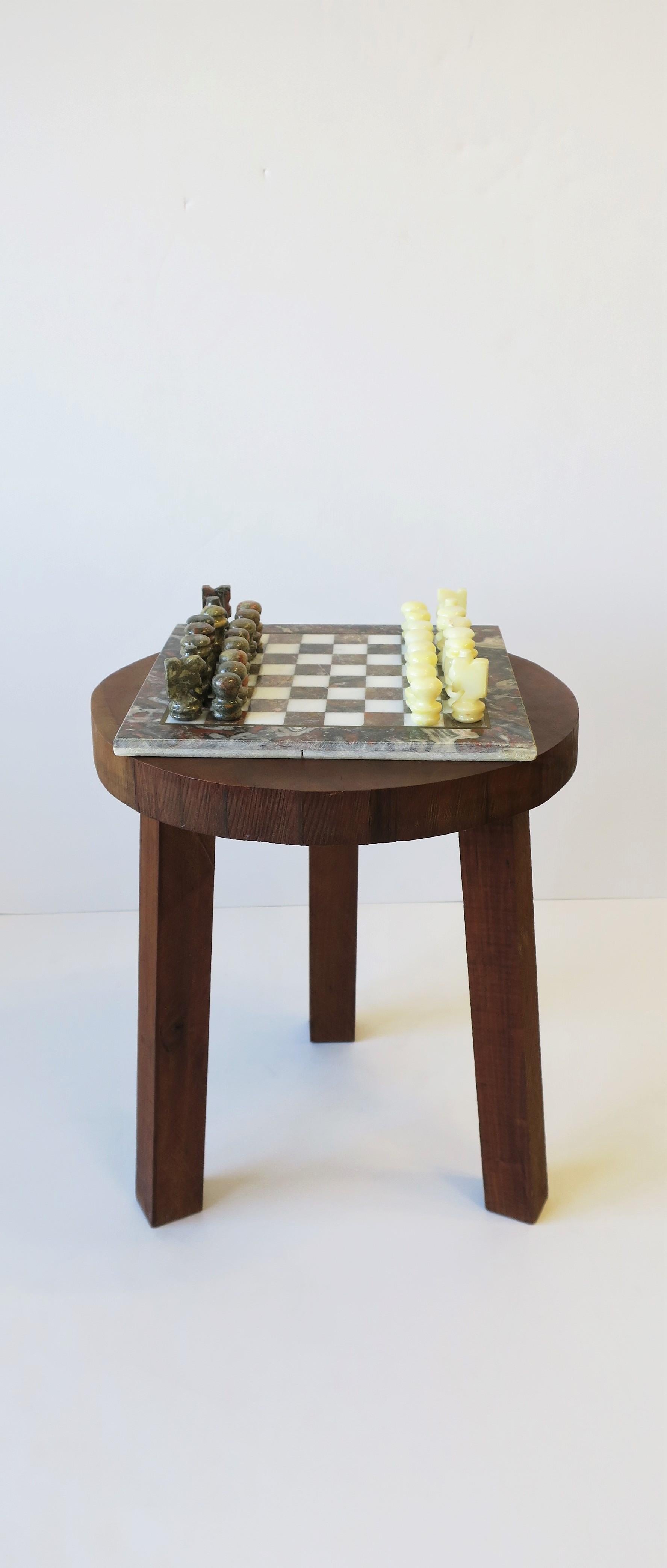 Marble and Brass Chess Game Set, ca. 1970s In Good Condition In New York, NY