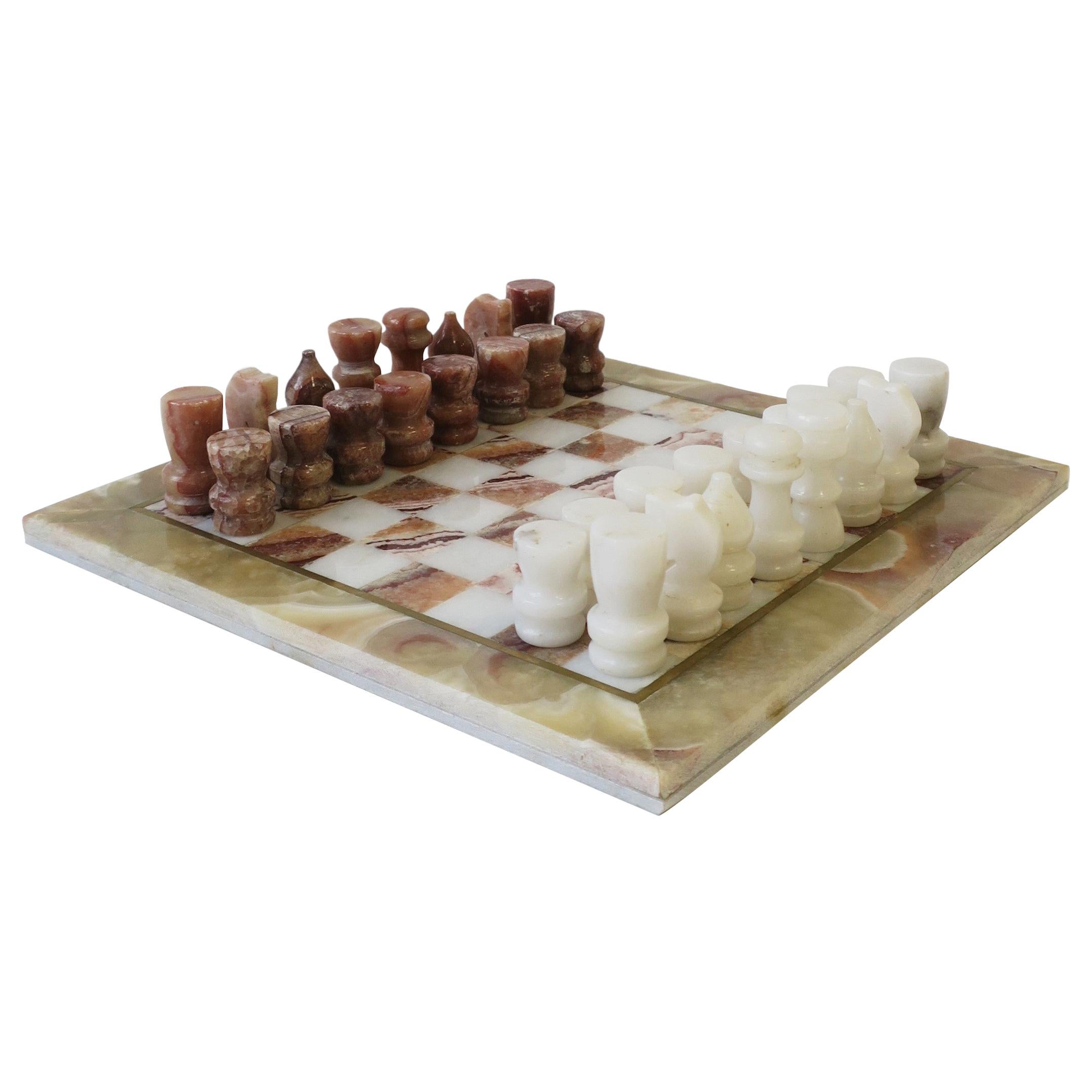 Marble and Brass Chess Game Set