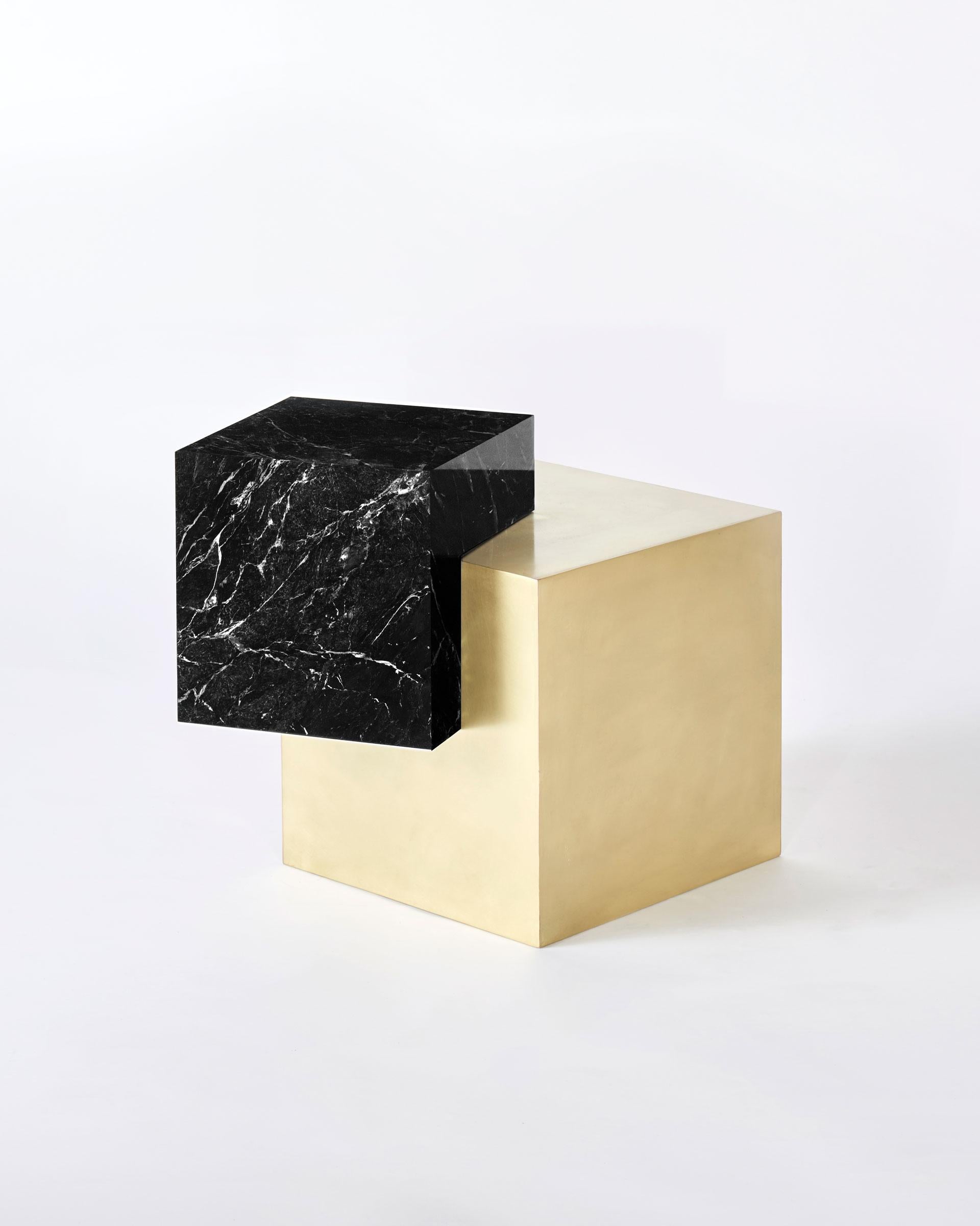 American Marble and Brass Coexist Askew Side Table by Slash Objects For Sale