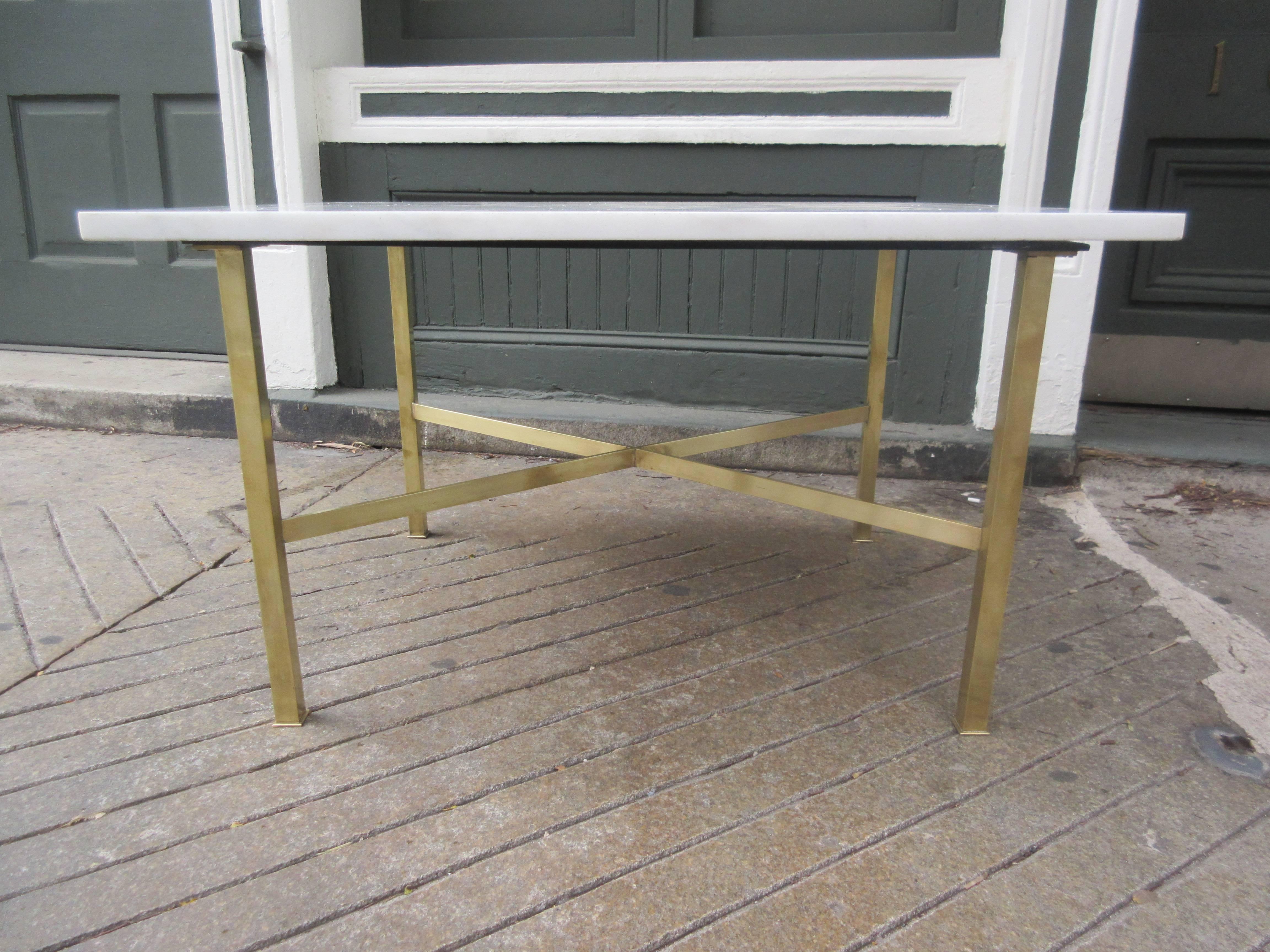 Marble and Brass Coffee/Side Table in the Style of Paul McCobb 2