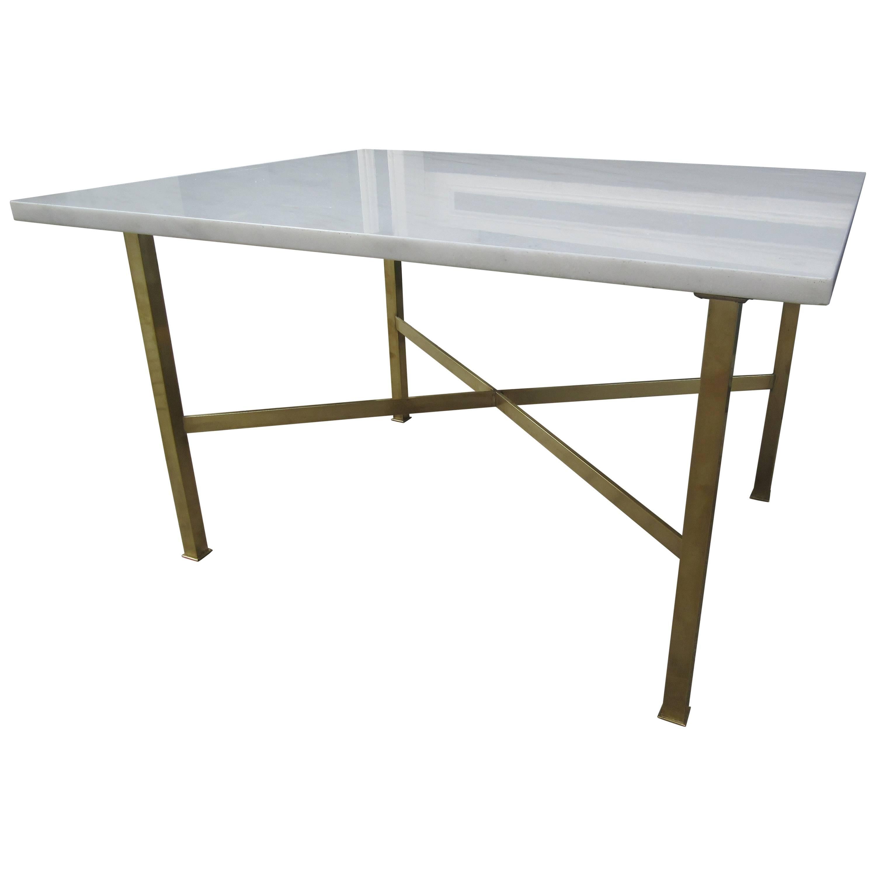 Marble and Brass Coffee/Side Table in the Style of Paul McCobb