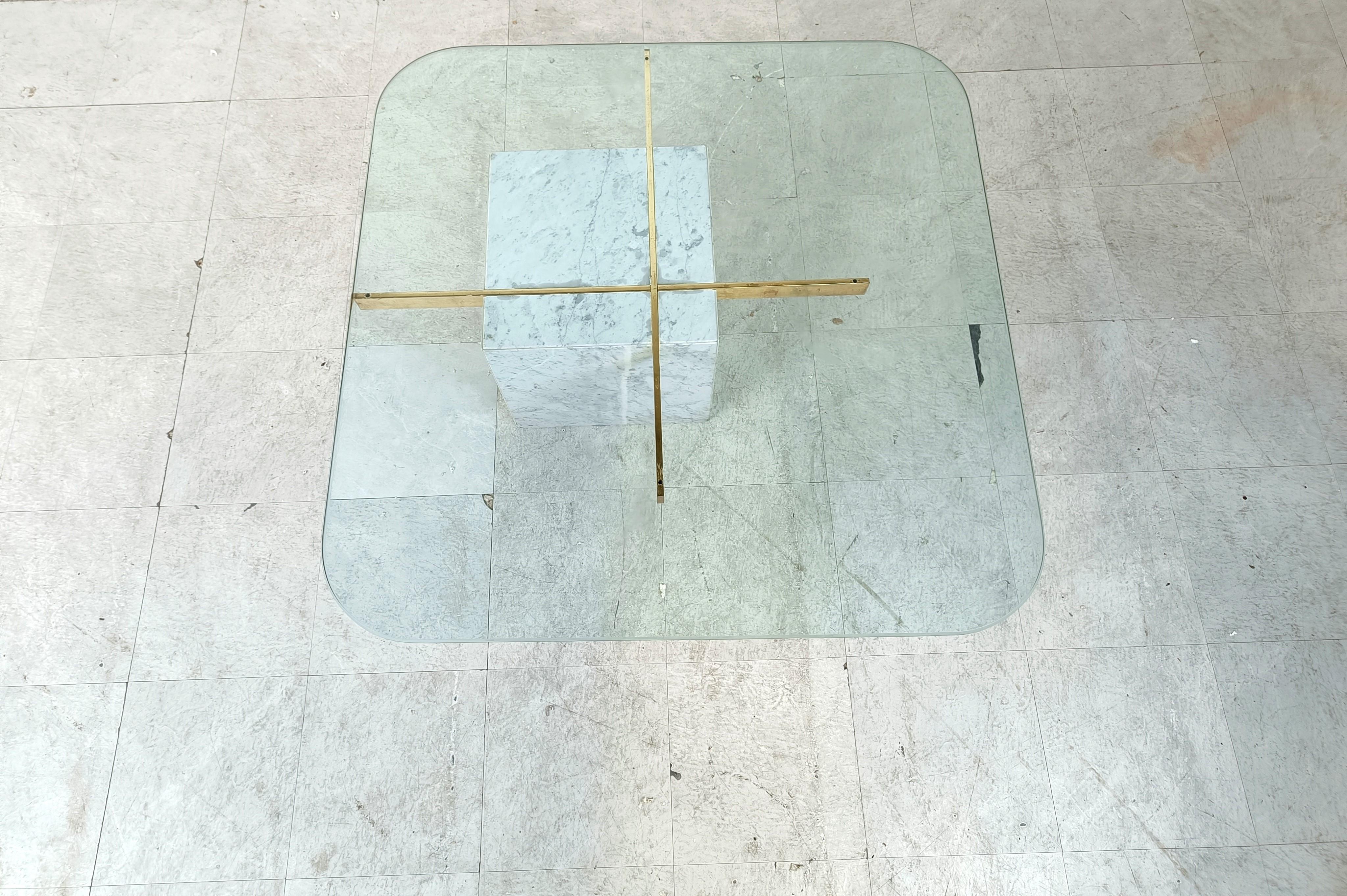 Marble and brass coffee table by Artedi, 1980s 3