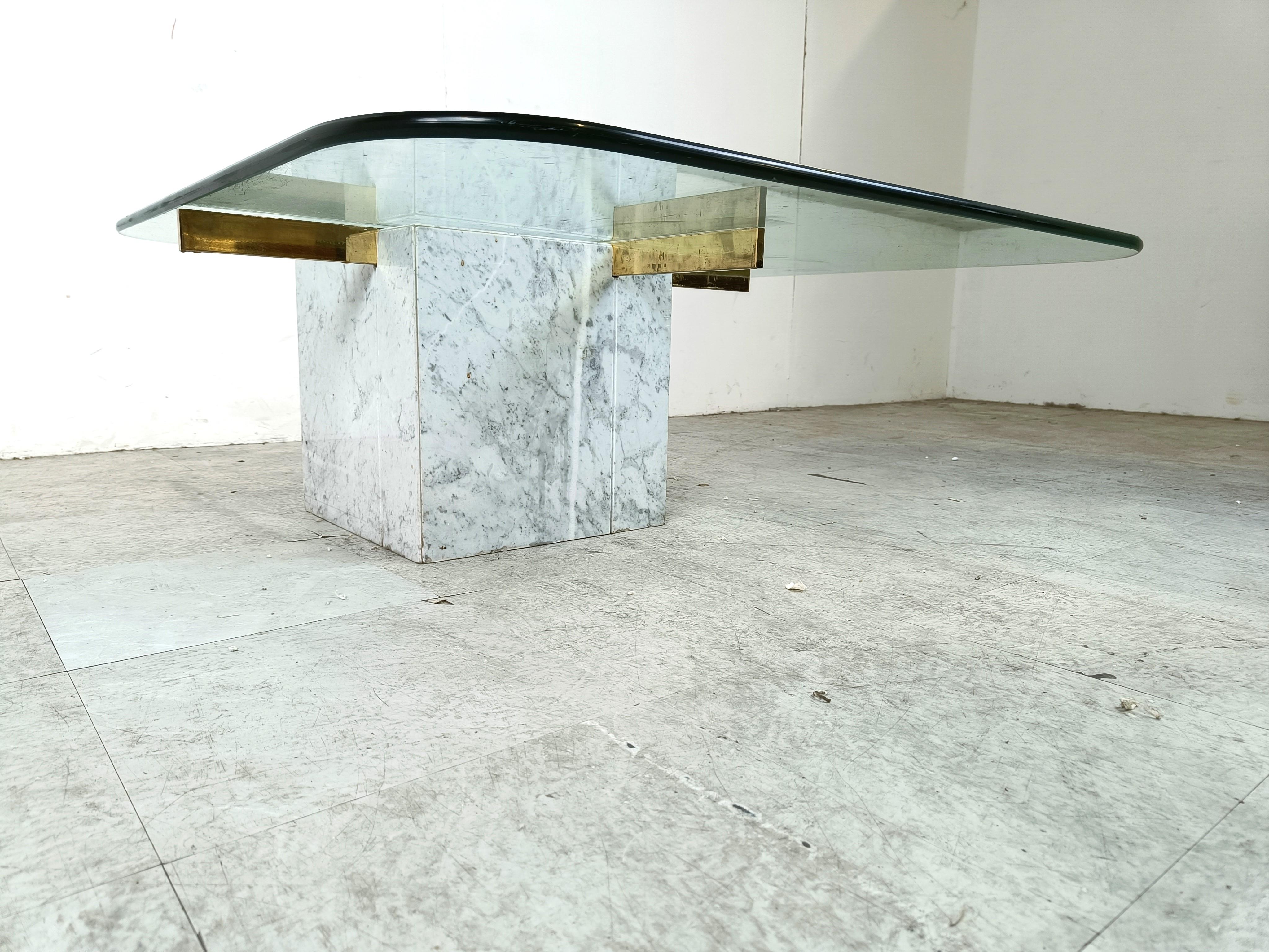 Marble and brass coffee table by Artedi, 1980s 1