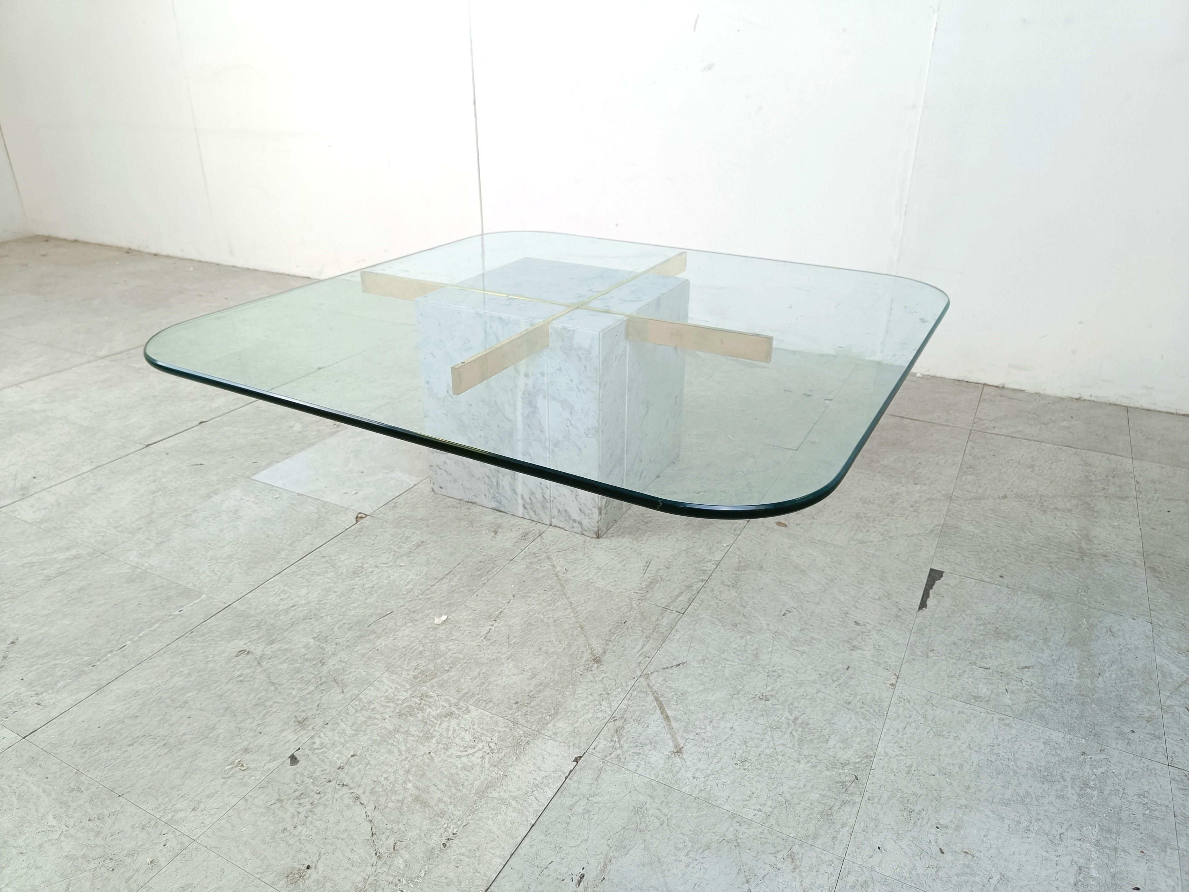 Marble and brass coffee table by Artedi, 1980s 2