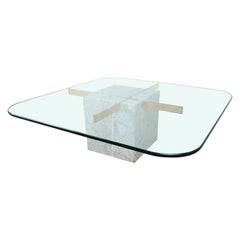 Couchtisch aus Marmor und Messing von Artedi, 1980er Jahre