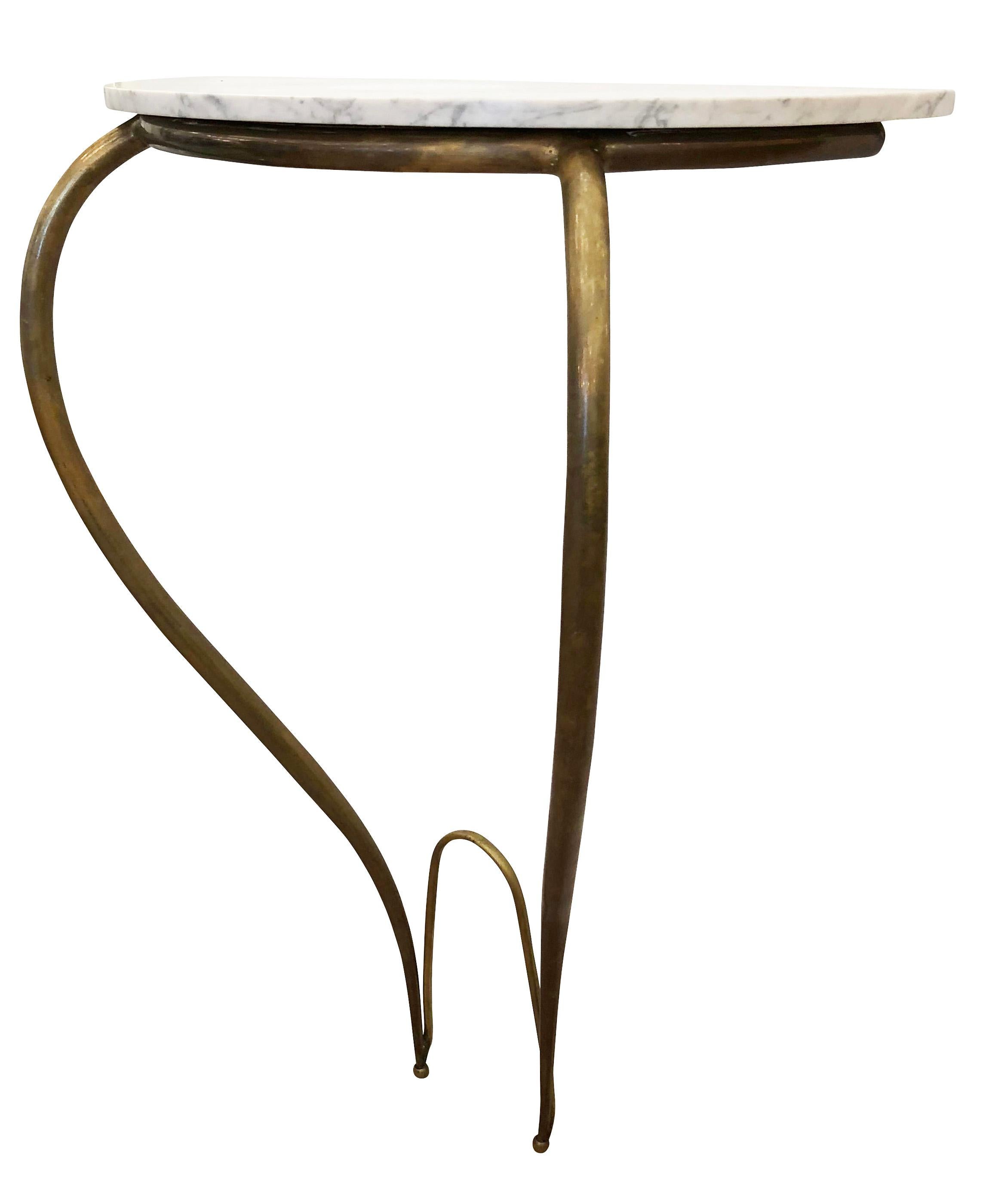 Mid-Century Modern Marble and Brass Console, Italy, 1950s