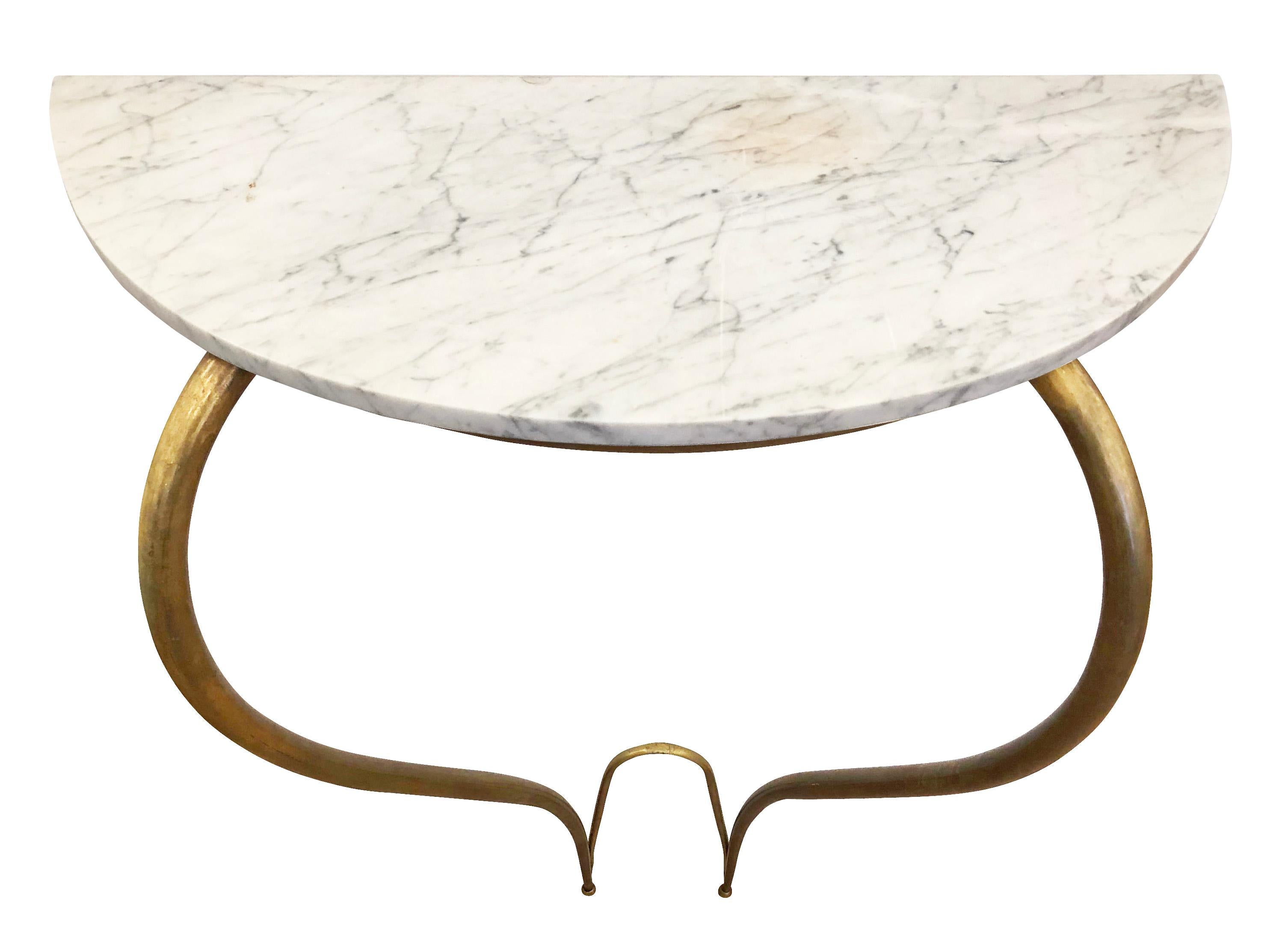 Marble and Brass Console, Italy, 1950s In Good Condition In New York, NY