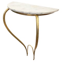 Marble and Brass Console, Italy, 1950s