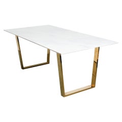 Marble and Brass Dining Table
