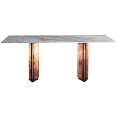 Marble and Brass Dining Table Handcrafted and Signed by Novocastrian