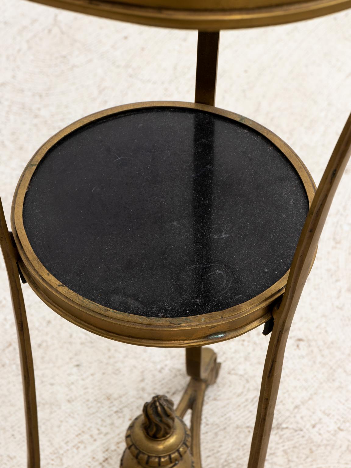 Marble and Brass Gueridon Side Table In Good Condition In Stamford, CT