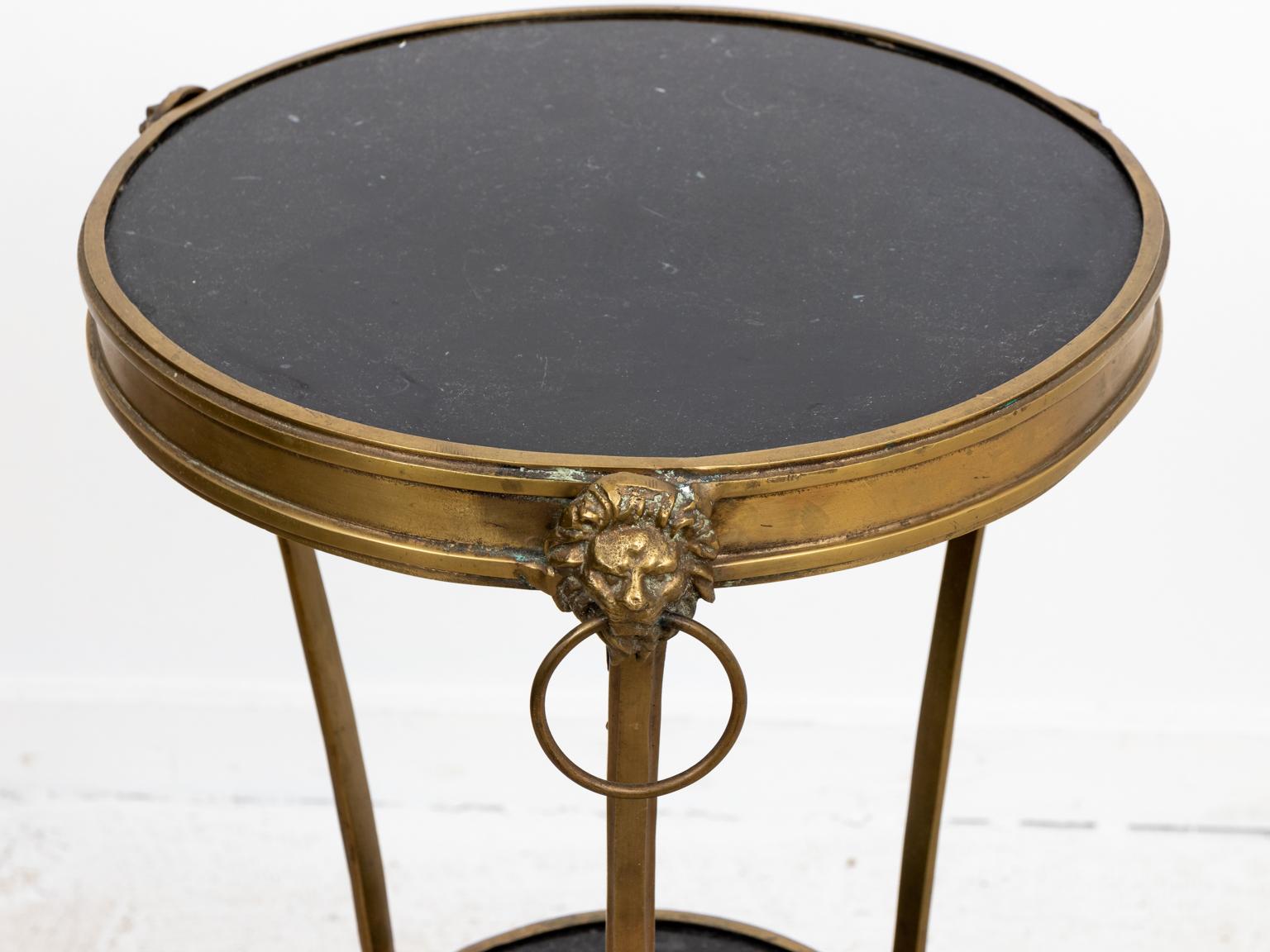 Marble and Brass Gueridon Side Table 1