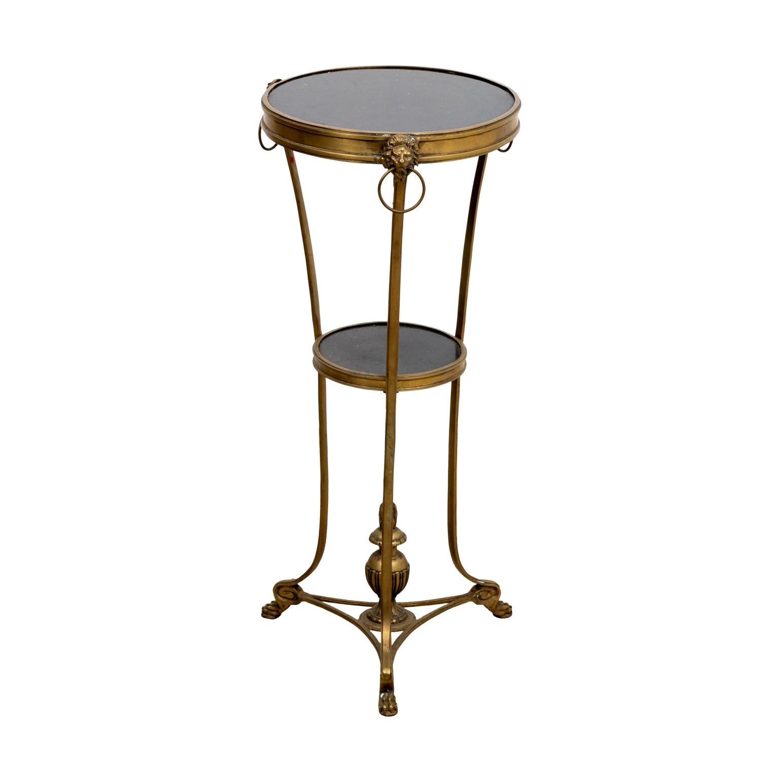 Marble and Brass Gueridon Side Table