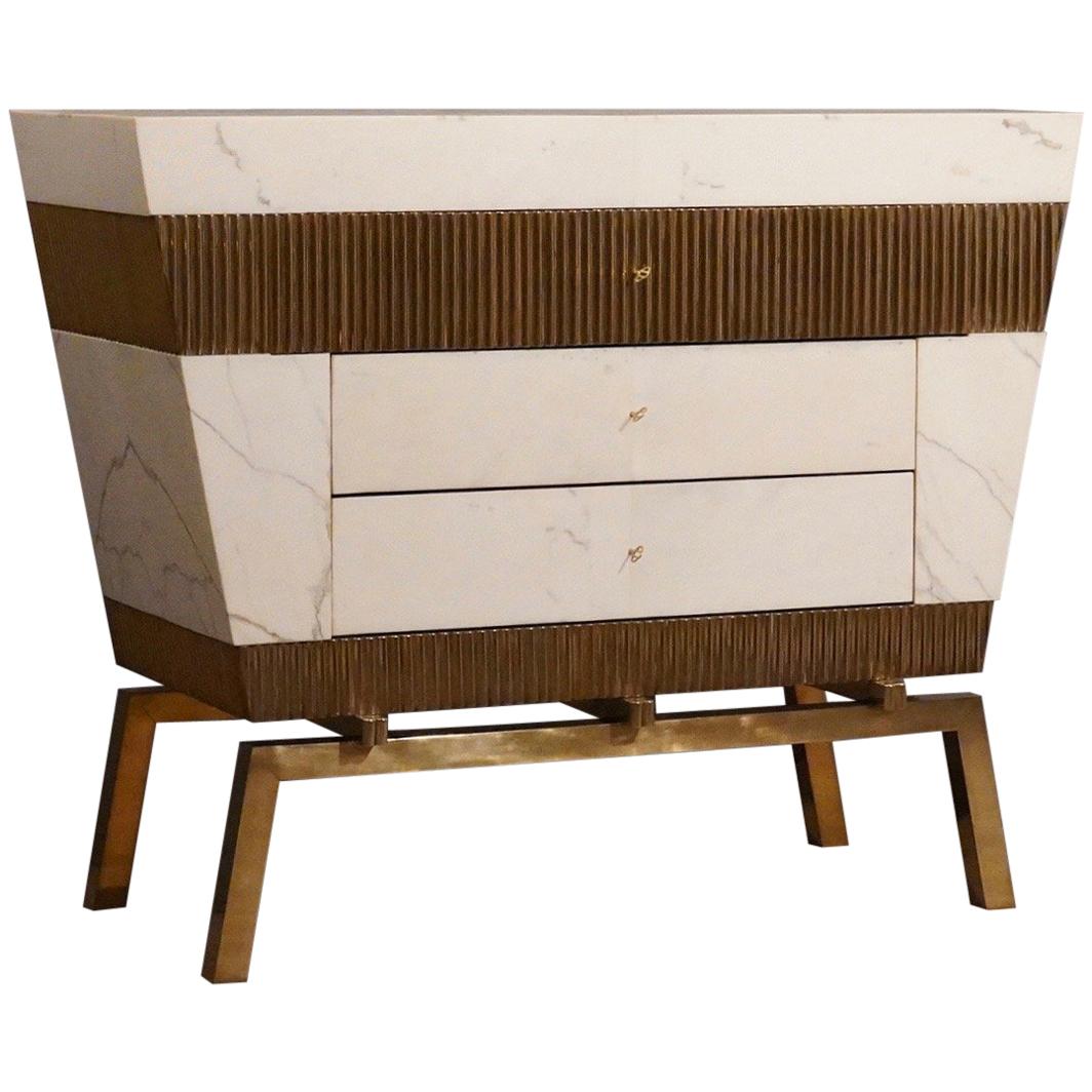 Marble and Brass Italian Chest of Drawers, 2016