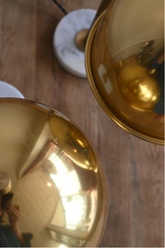 Custom Art Deco Table Lamps, Marble Base & Brass Shades, North America