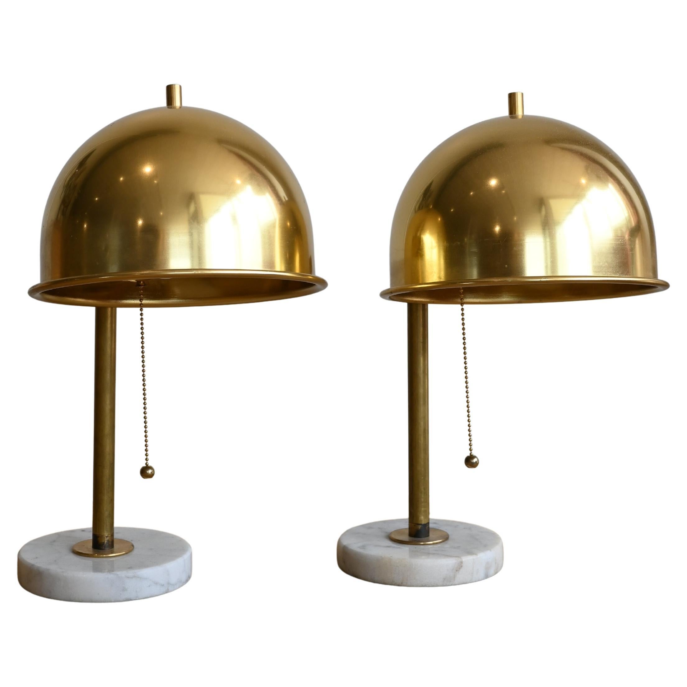 Lampen aus Marmor und Messing, ein Paar im Angebot