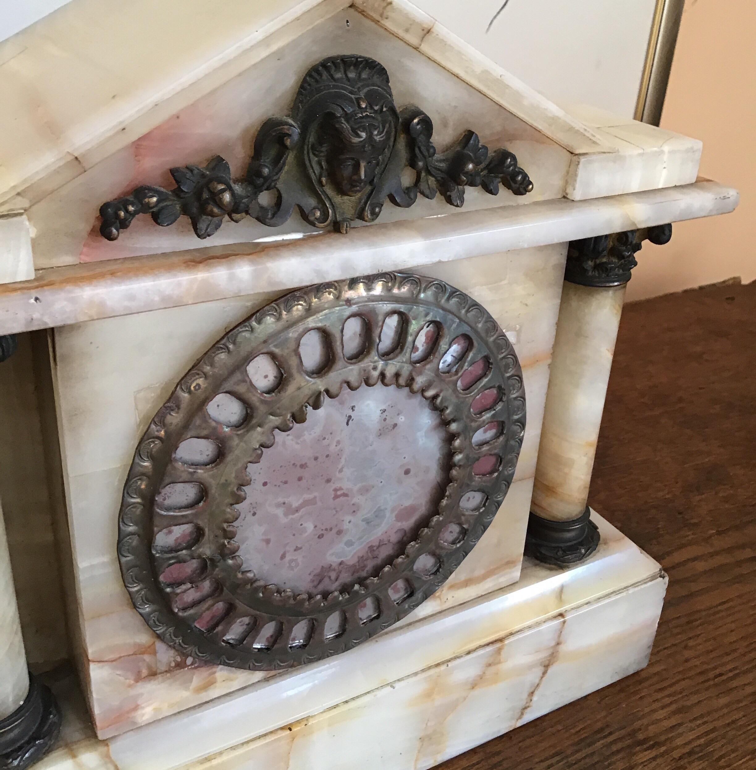 Marble and Brass Late 19th Century Clock Case For Sale 2