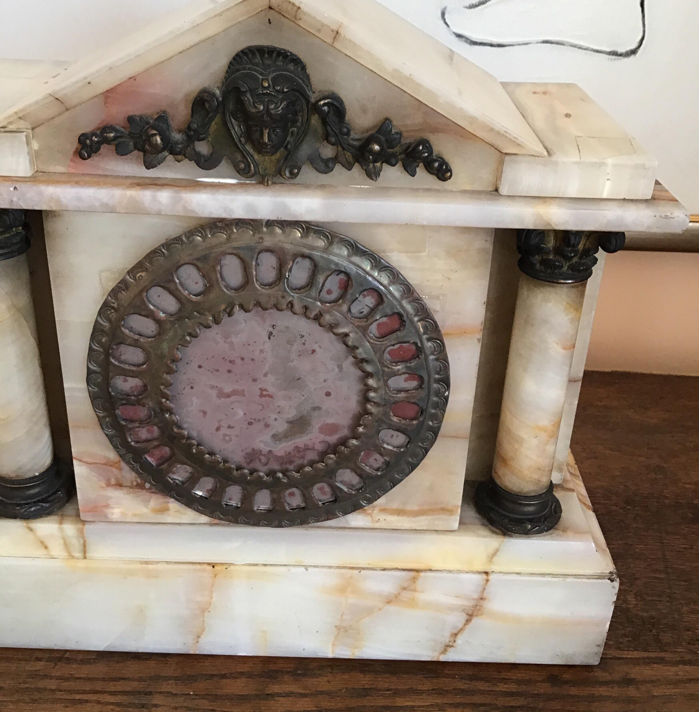 Marble and Brass Late 19th Century Clock Case For Sale 6