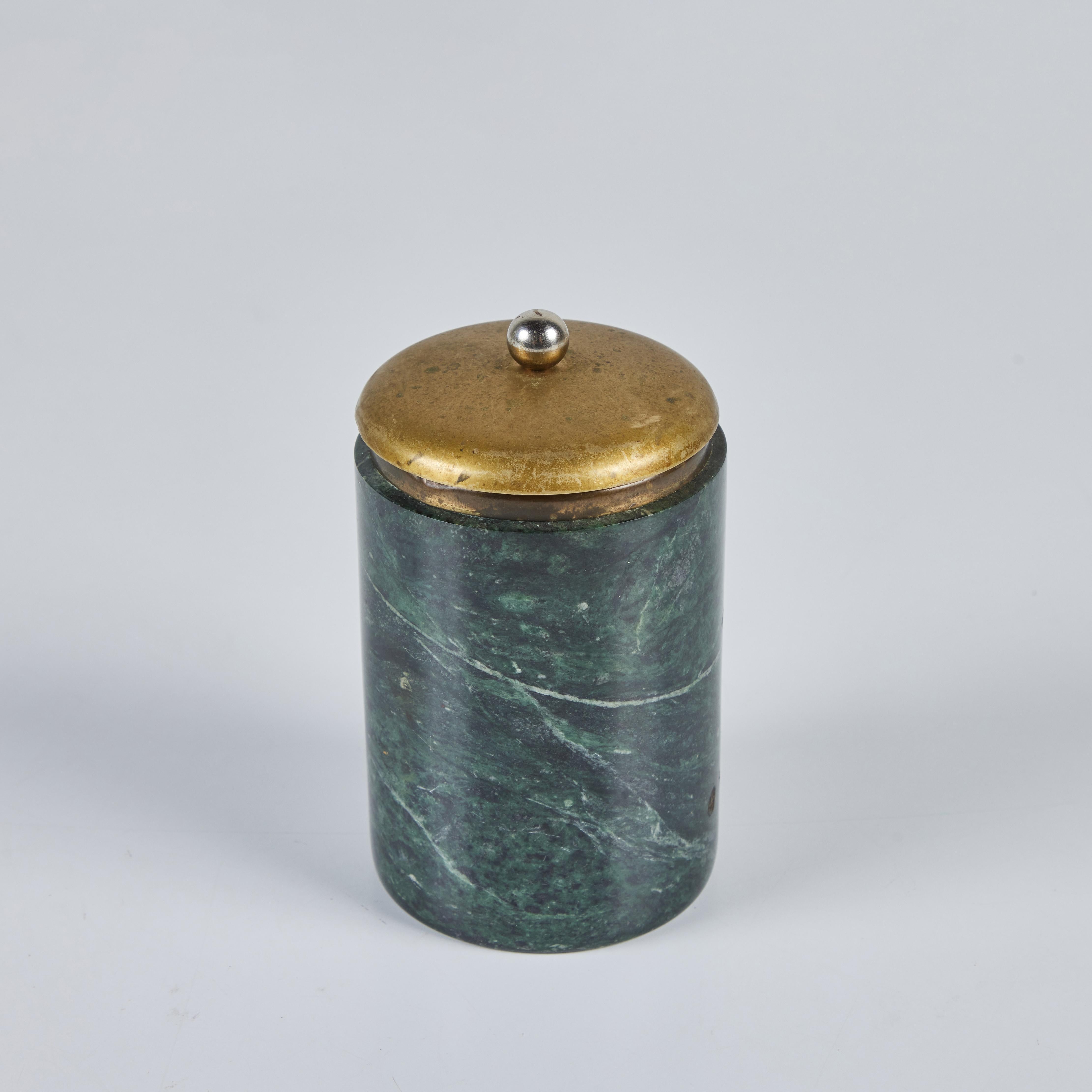 American Marble and Brass Lidded Canister For Sale