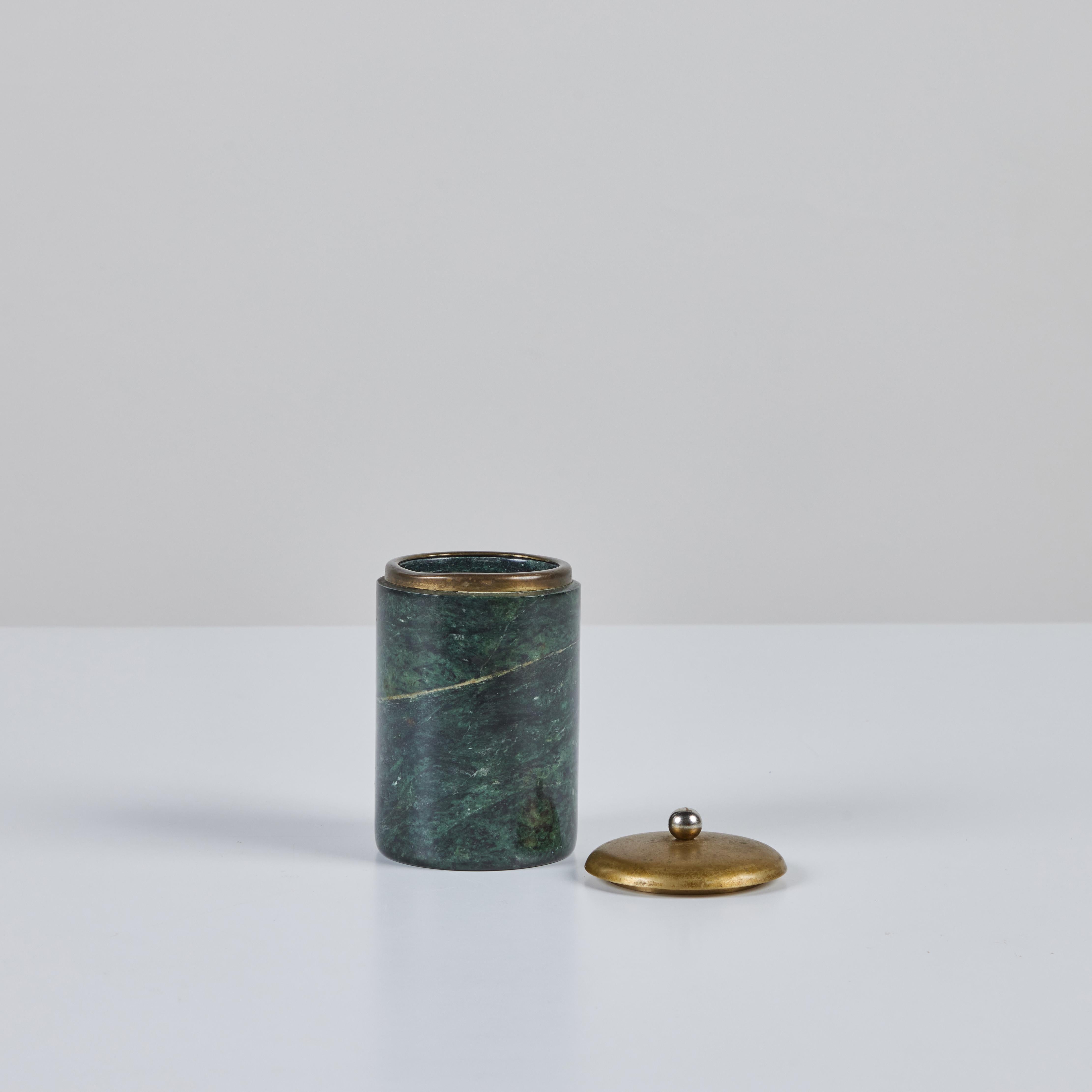 20th Century Marble and Brass Lidded Canister For Sale
