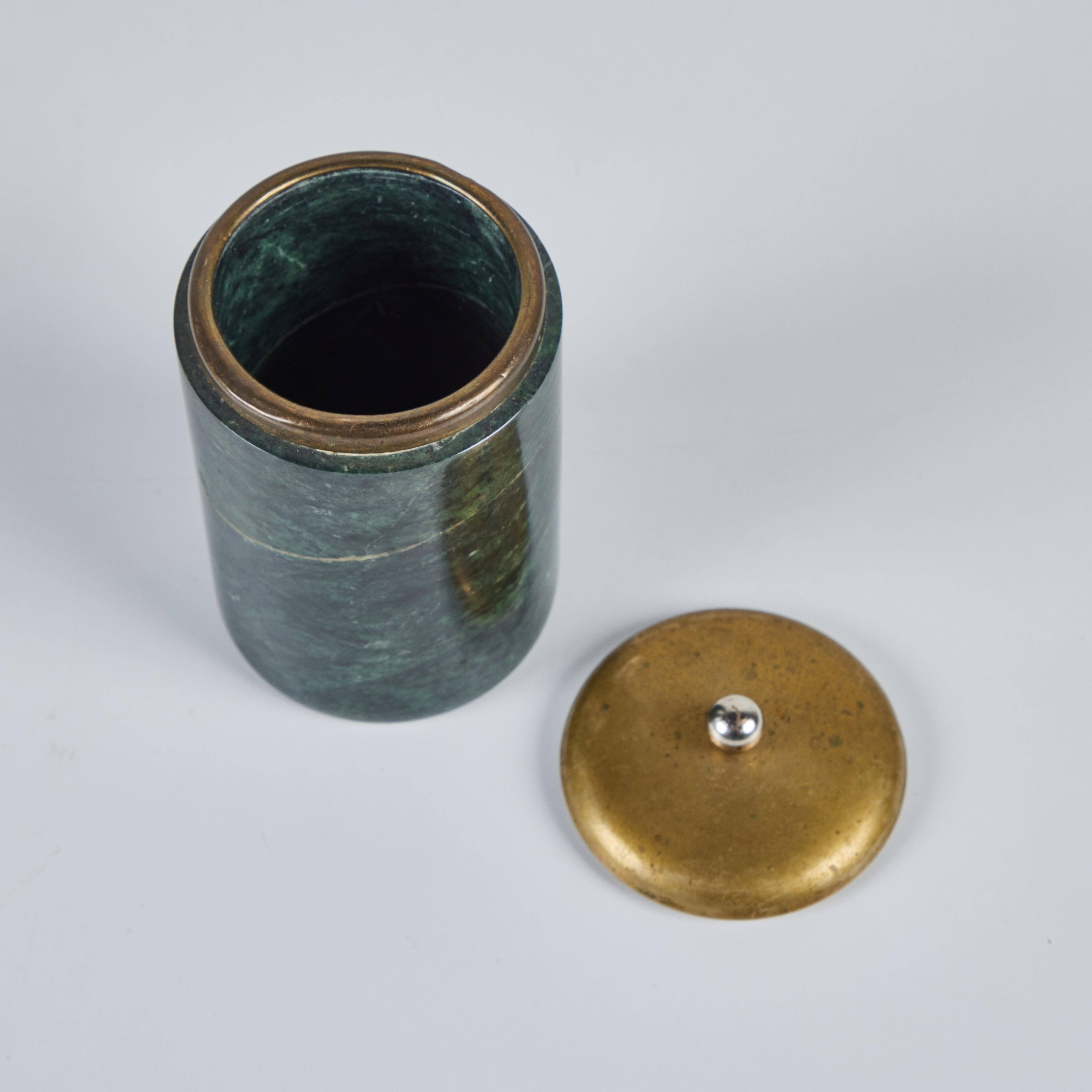 Marble and Brass Lidded Canister For Sale 1