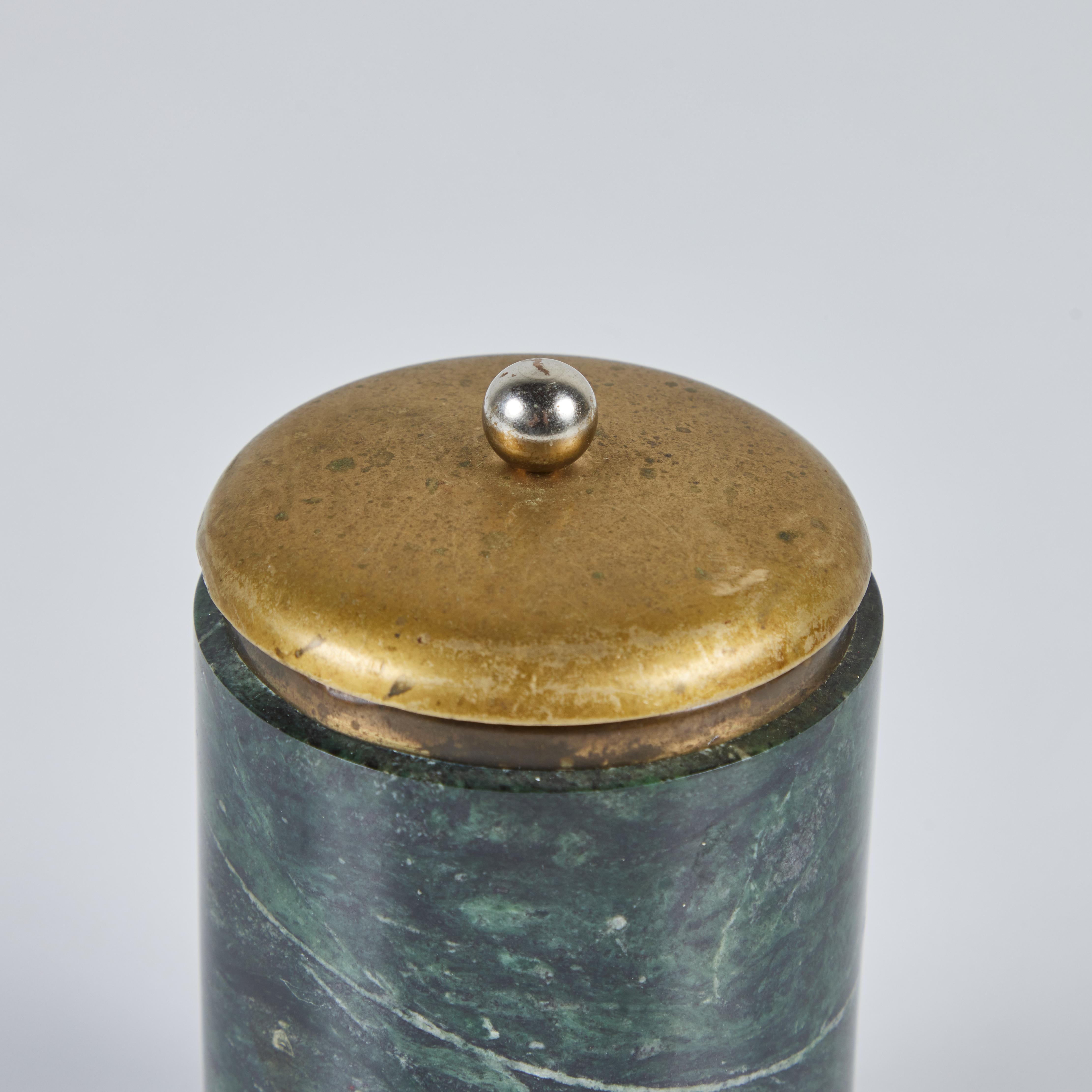 Marble and Brass Lidded Canister For Sale 2