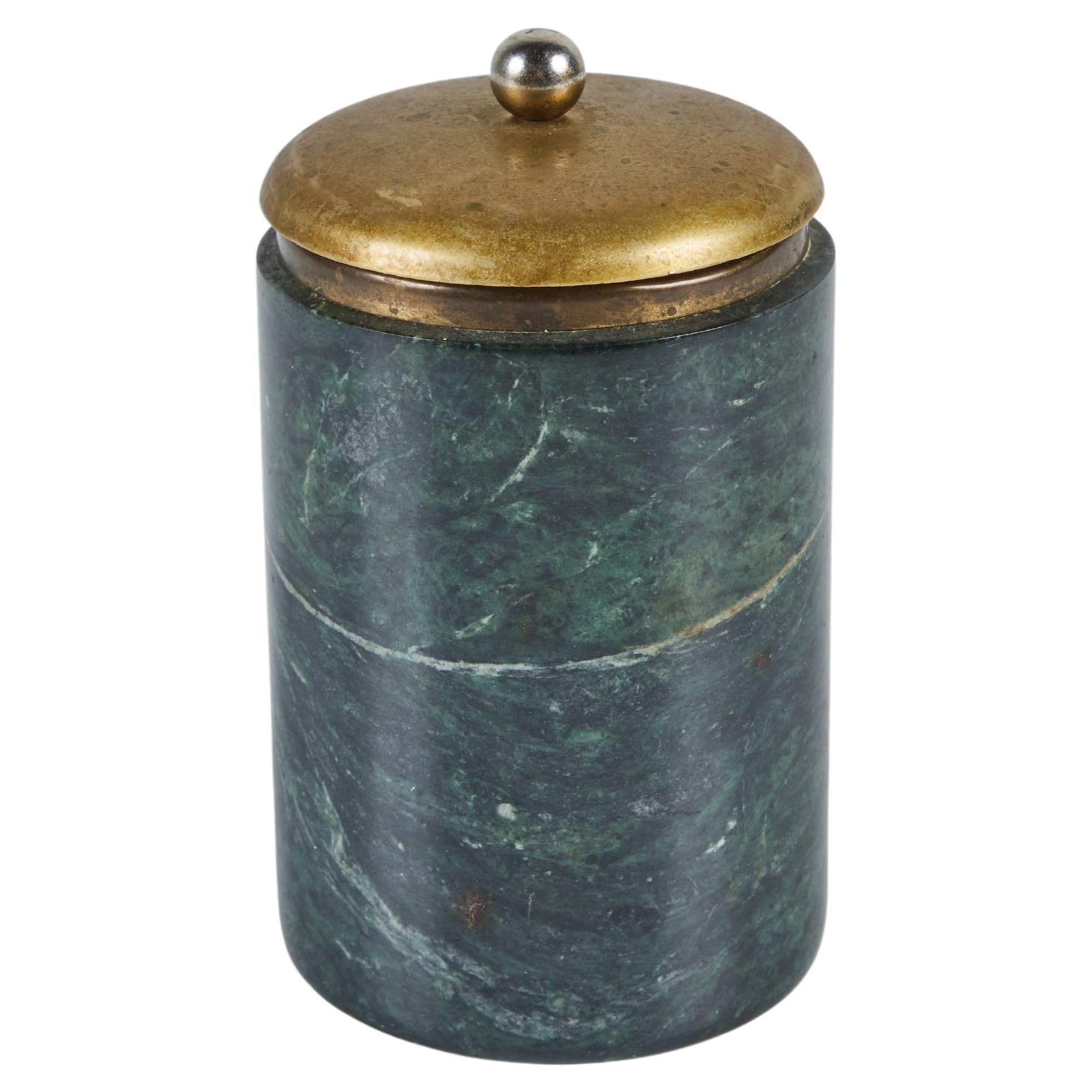 Marble and Brass Lidded Canister For Sale