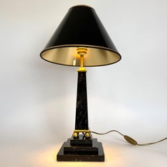 Marble and Brass Obelisk Table Lamp, Late 19th Century
