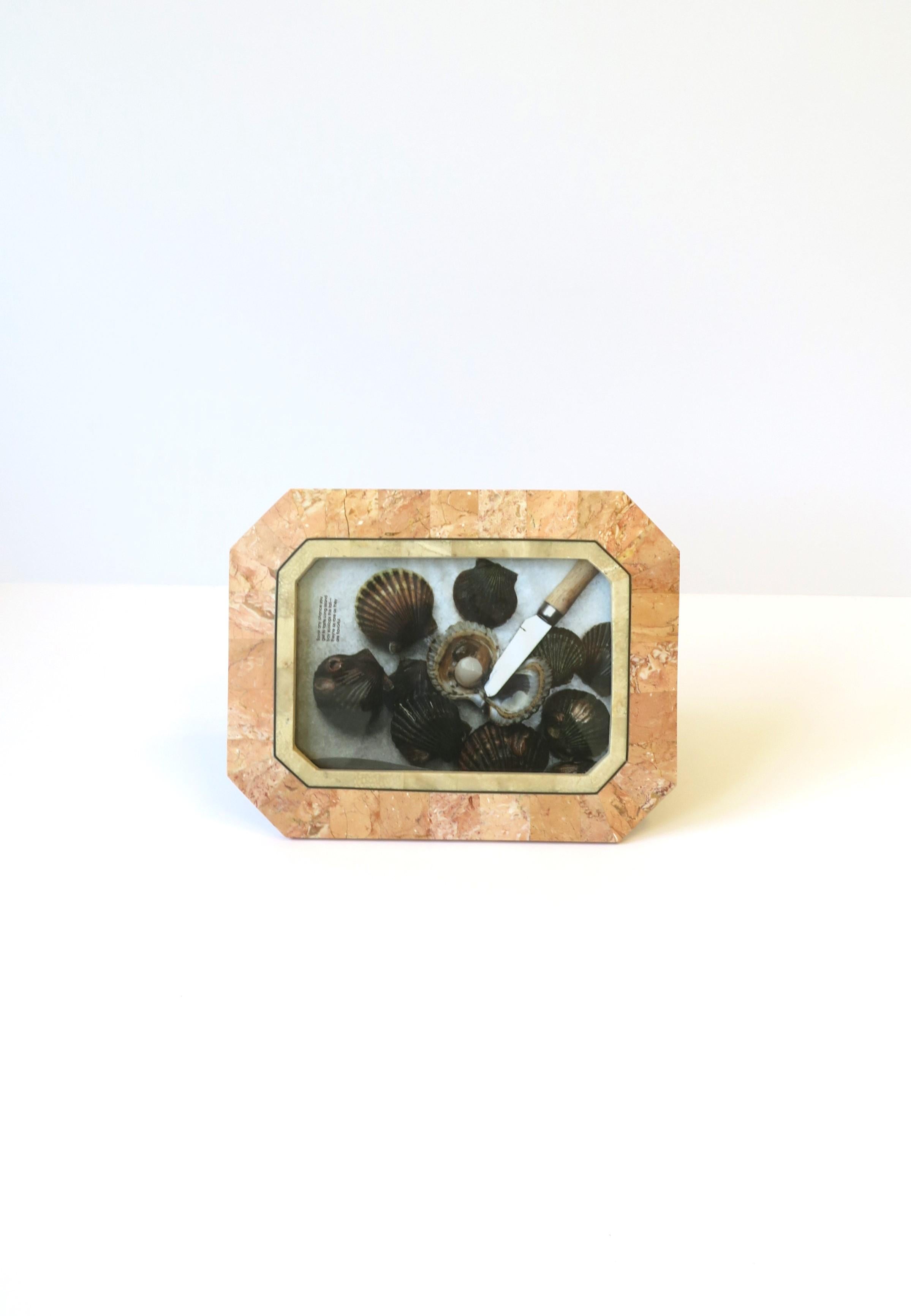 Marble and Brass Picture Frame by Designer Maitland Smith, circa 1980s For Sale 8