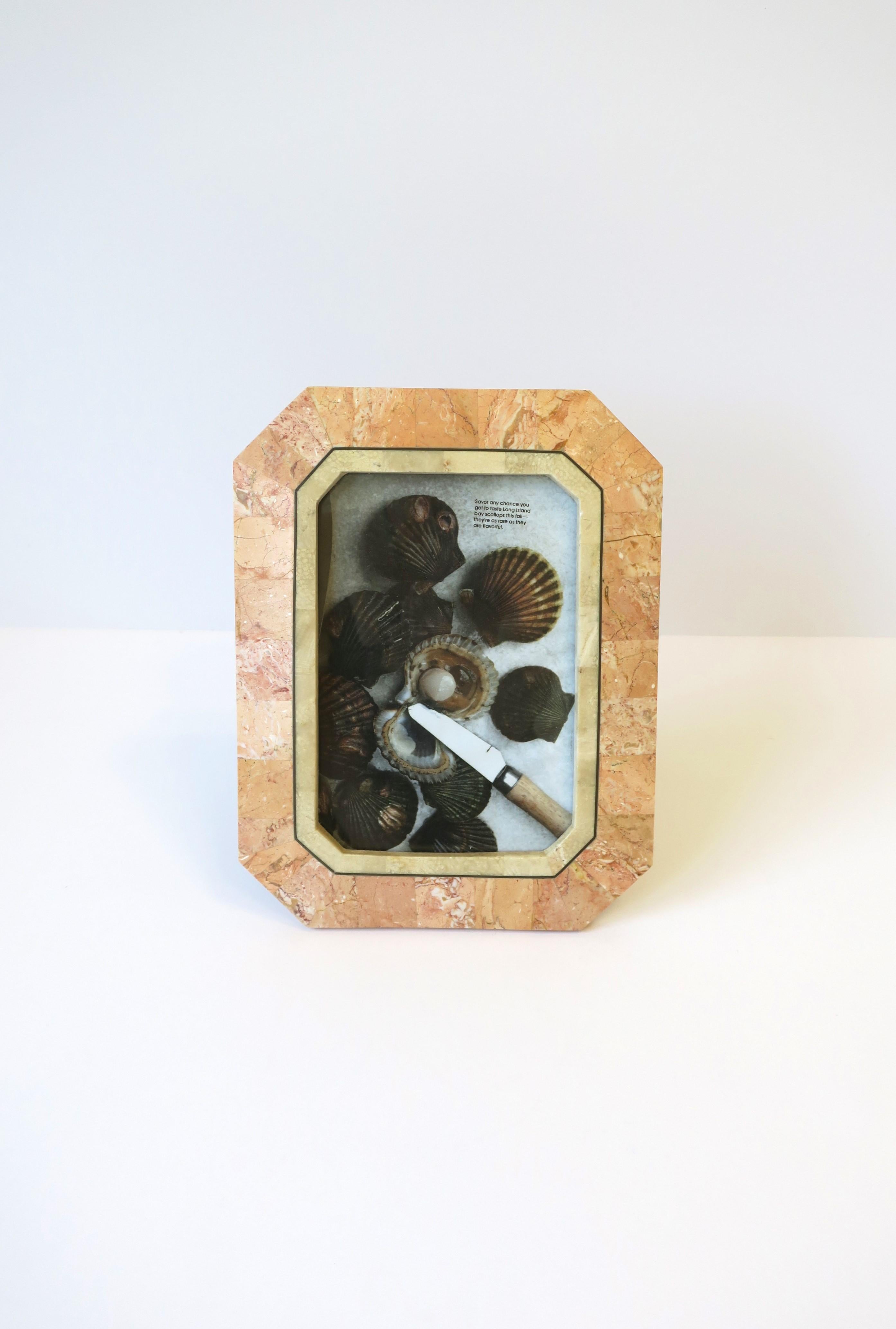 Post-Modern Marble and Brass Picture Frame by Designer Maitland Smith, circa 1980s For Sale