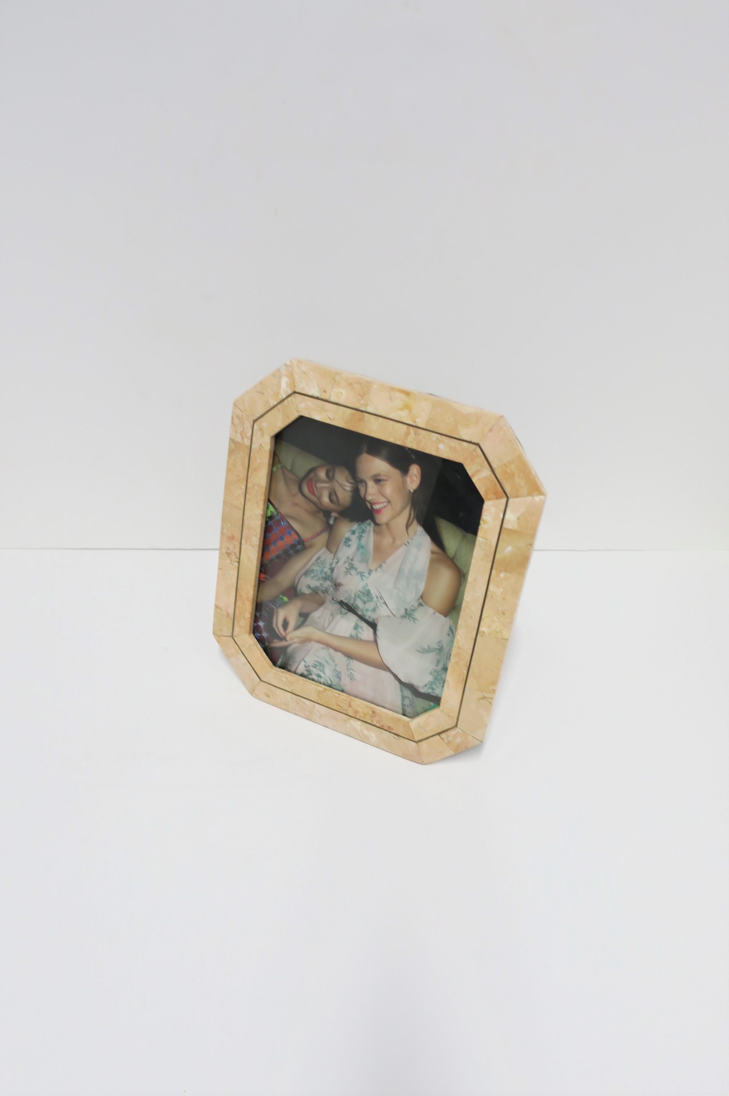 Post-Modern Marble and Brass Picture Frame by Designer Maitland Smith, ca. 1980s For Sale