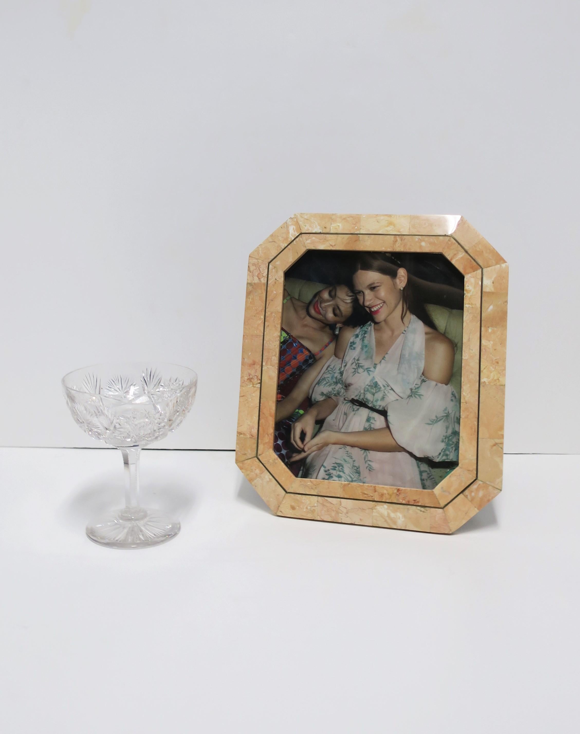 20th Century Marble and Brass Picture Frame by Designer Maitland Smith, ca. 1980s For Sale