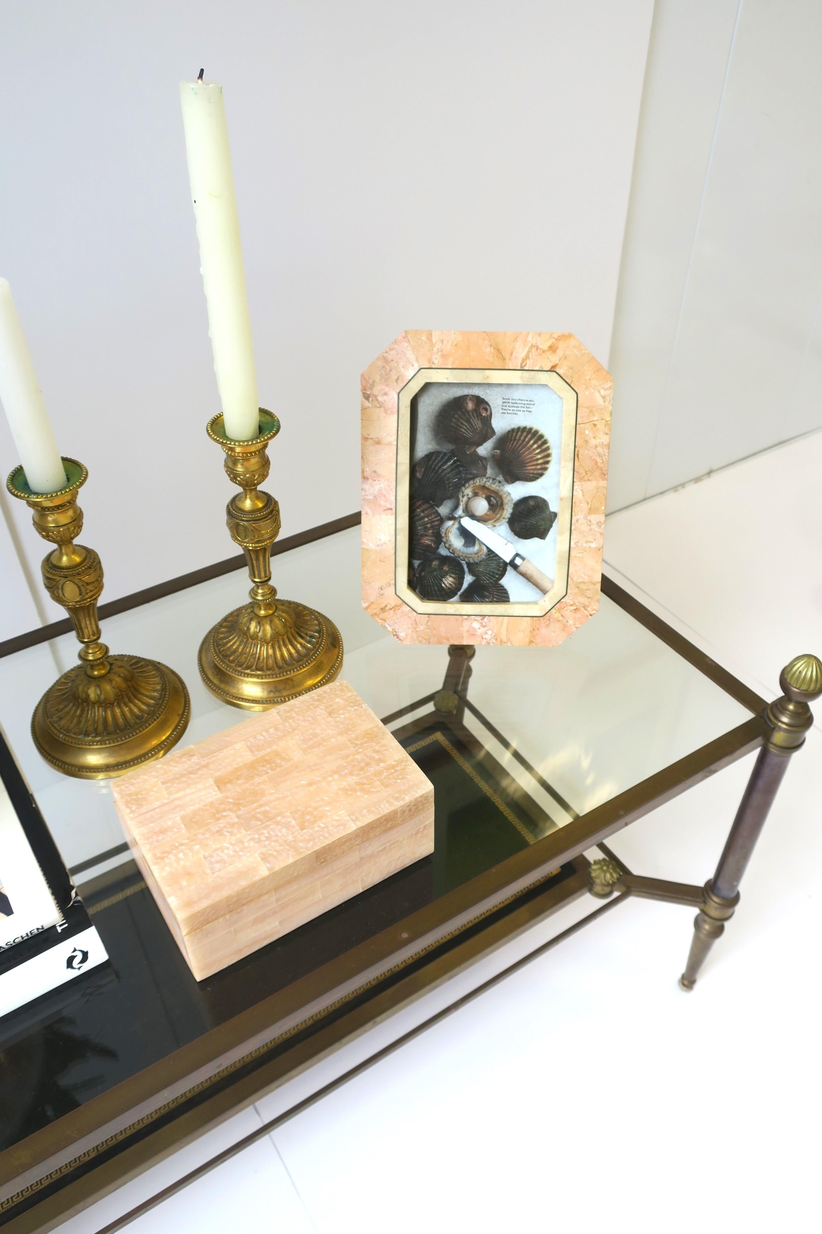 Velvet Marble and Brass Picture Frame by Designer Maitland Smith, circa 1980s For Sale