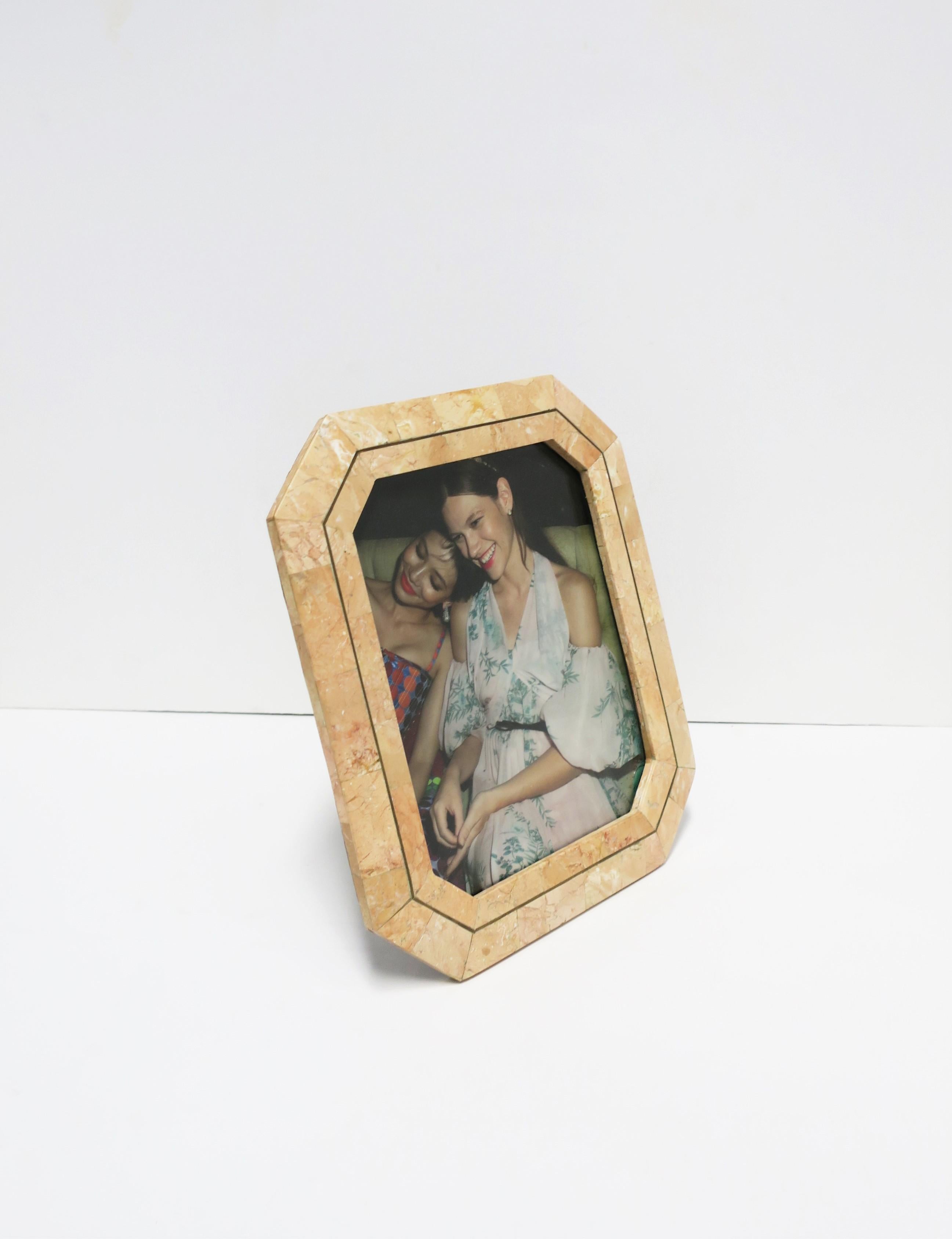 Glass Marble and Brass Picture Frame by Designer Maitland Smith, ca. 1980s For Sale