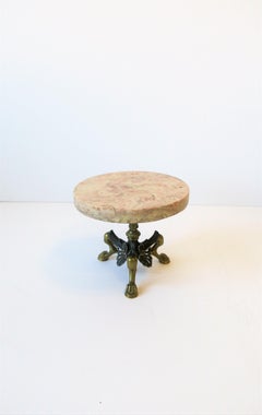 Marble and Brass Round Pedestal Lion Paw Feet Plant Stand
