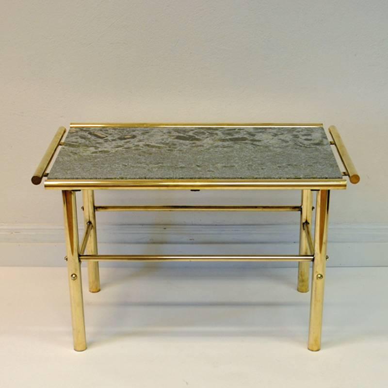 Mid-Century Modern Marble and Brass Rectangular Vintage Table, 1960s
