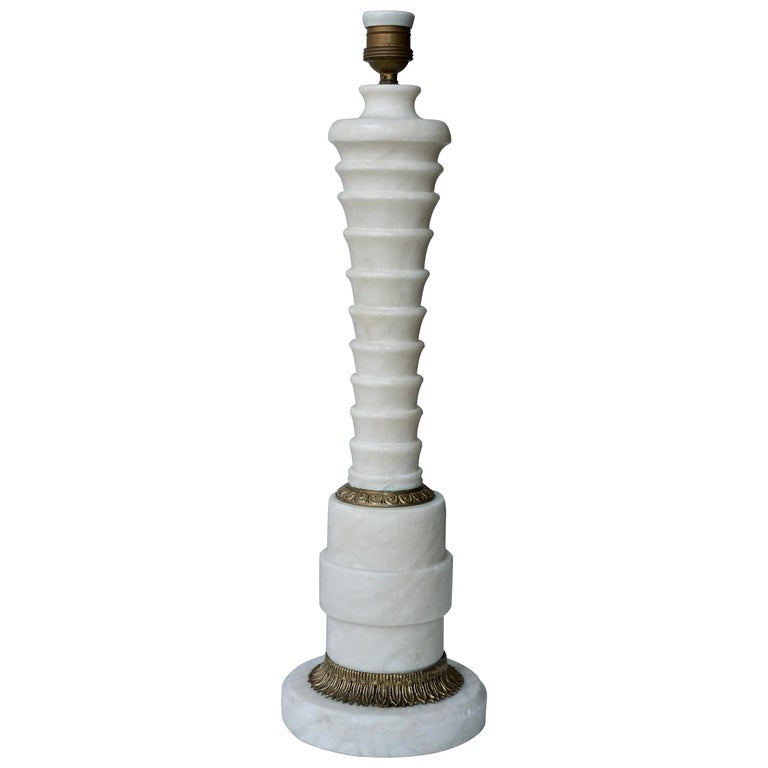 Marble and Brass Table Lamp For Sale