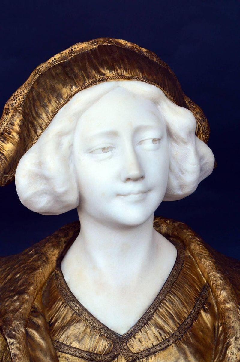 French Marble and Bronze Bust by Gory For Sale