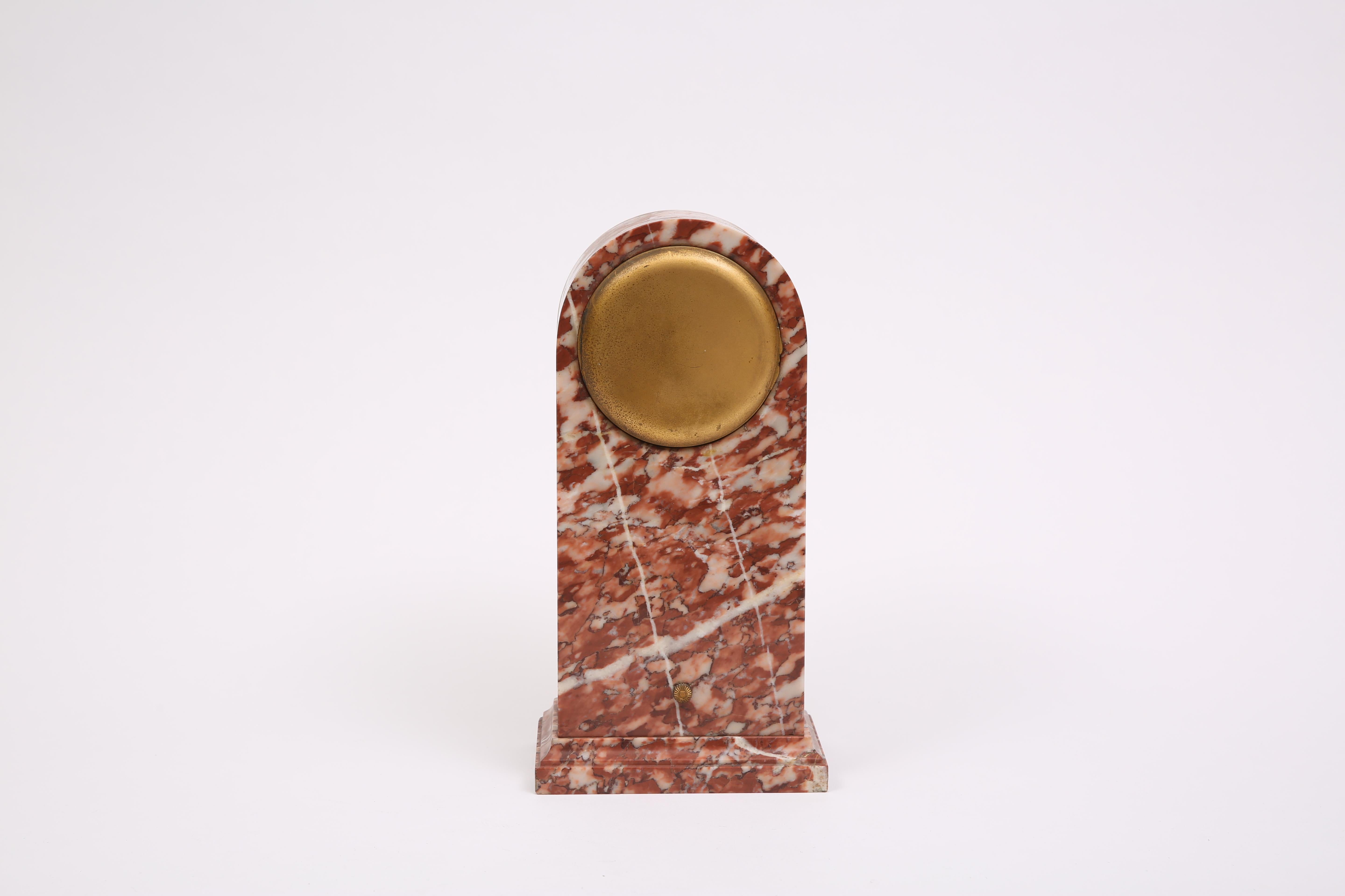 French Marble and bronze clock by Chevrie For Sale