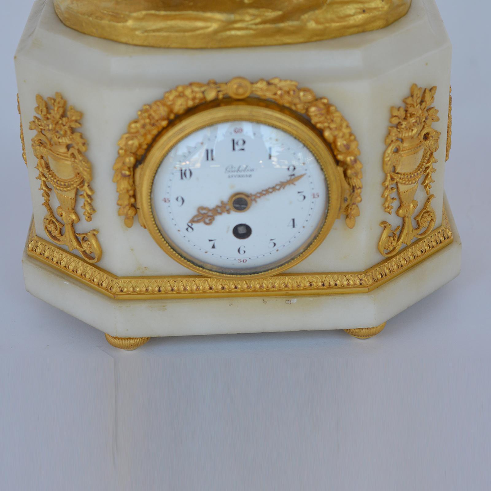 Marble and Bronze Clock Garniture after Jean-Michel Clodion French 1738-1814 For Sale 7
