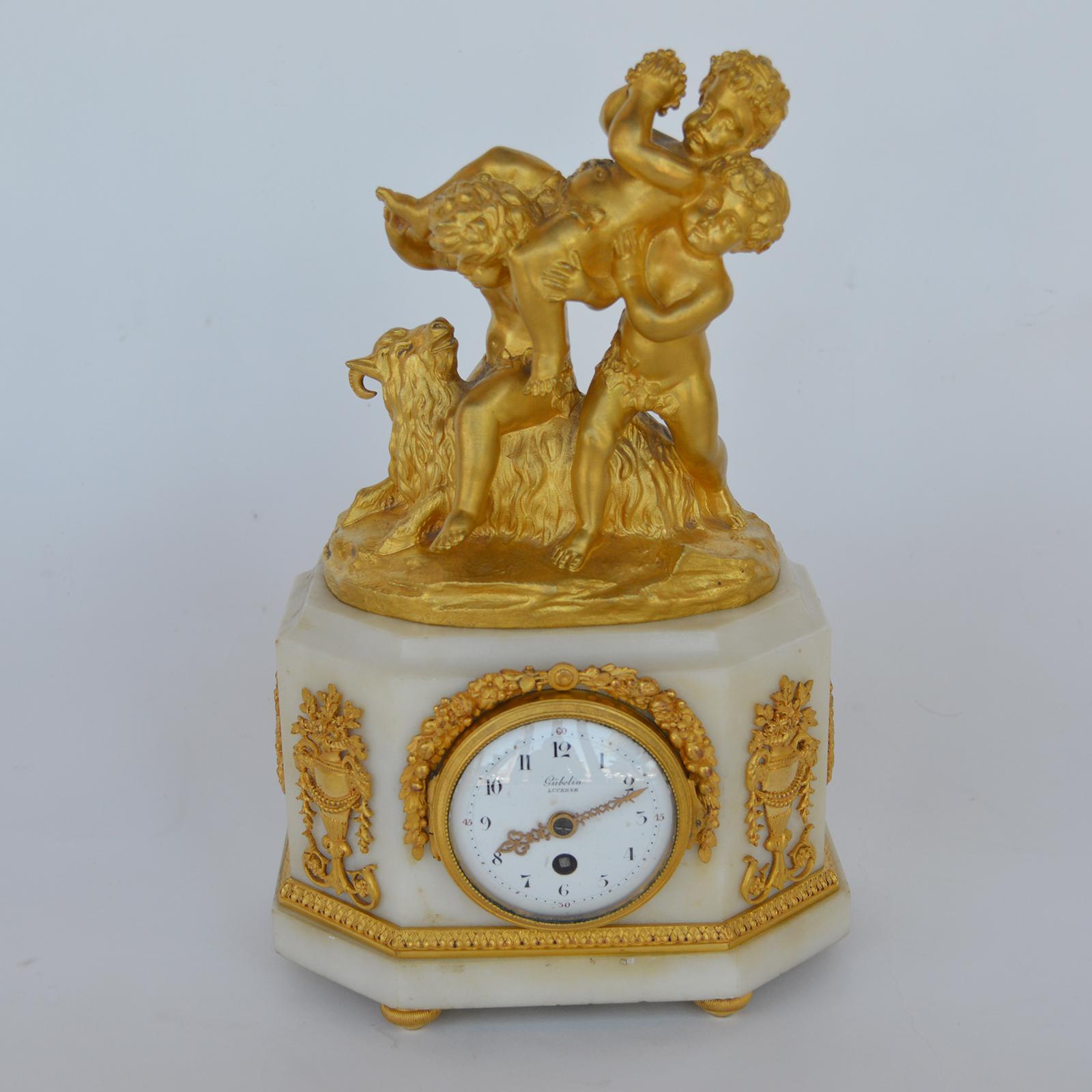 Marble and Bronze Clock Garniture after Jean-Michel Clodion French 1738-1814 For Sale 8