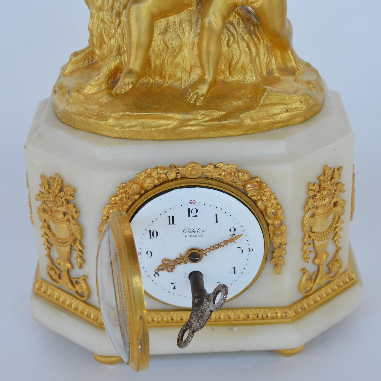 Marble and Bronze Clock Garniture after Jean-Michel Clodion French 1738-1814 For Sale 2