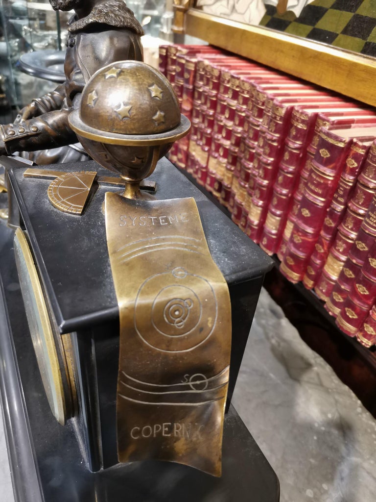 Marble and Bronze Clock with Allegory of Astronomy Representing