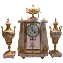 Antique Marble and Bronze Clockset