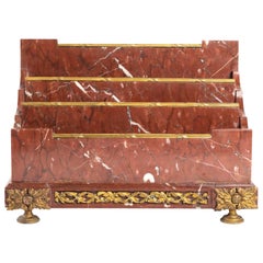 Marble and Bronze Gilded Letter Holders 'Original Gilding', Napoleon III Period