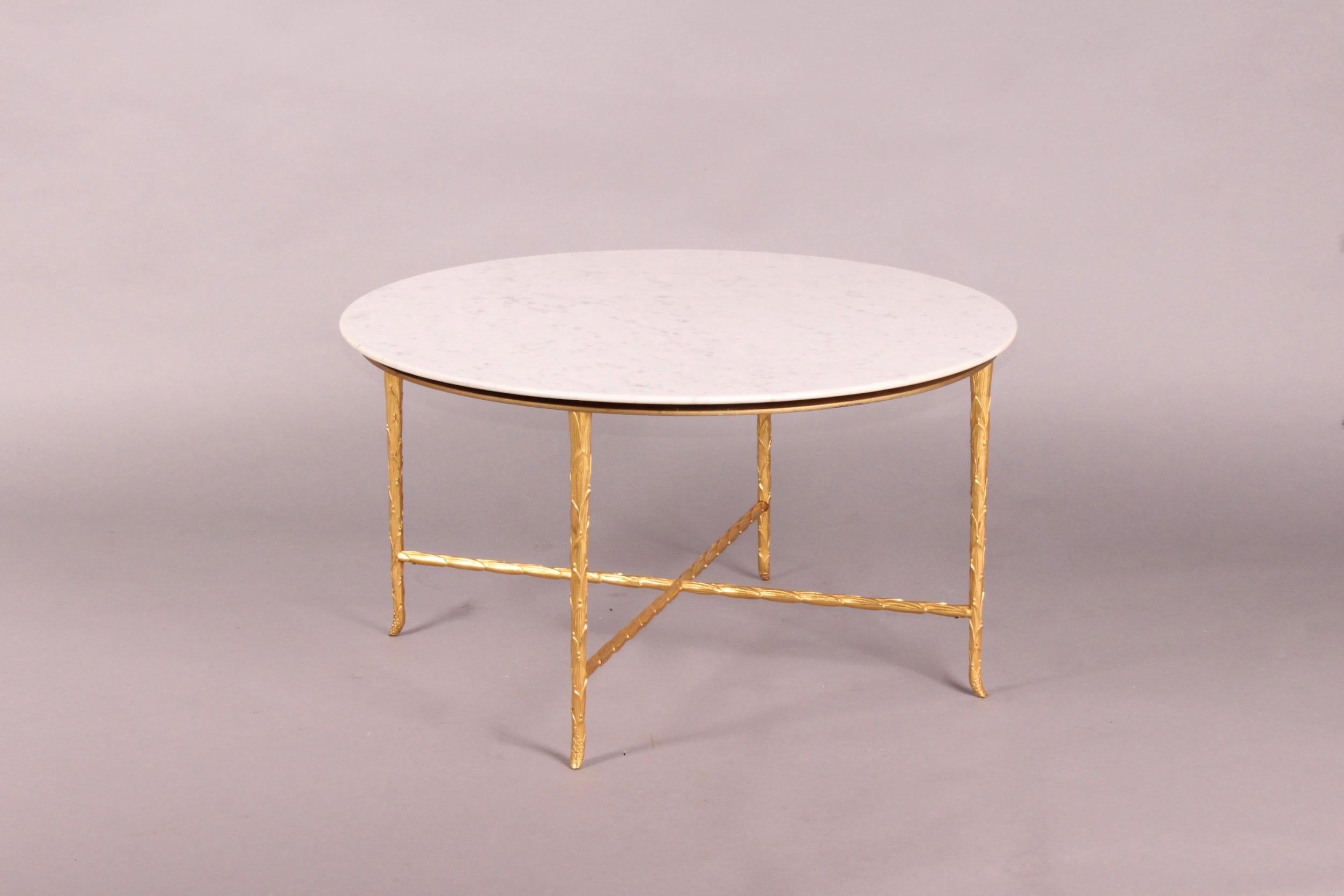 French Marble and Bronze Maison Charles or Baguès Coffee Table