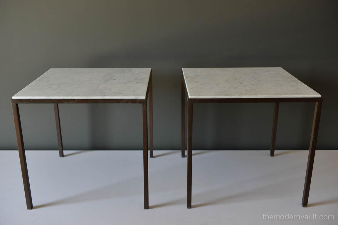 American Marble and Bronze Side Tables Attributed to Harvey Probber, circa 1960